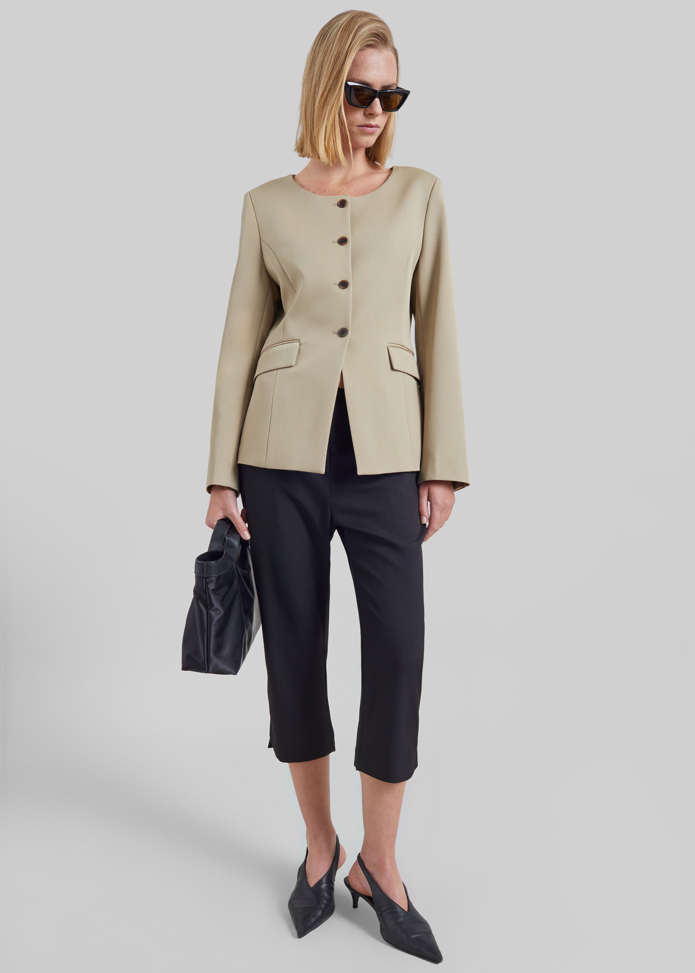 Amboise Collarless Blazer - Beige - 2