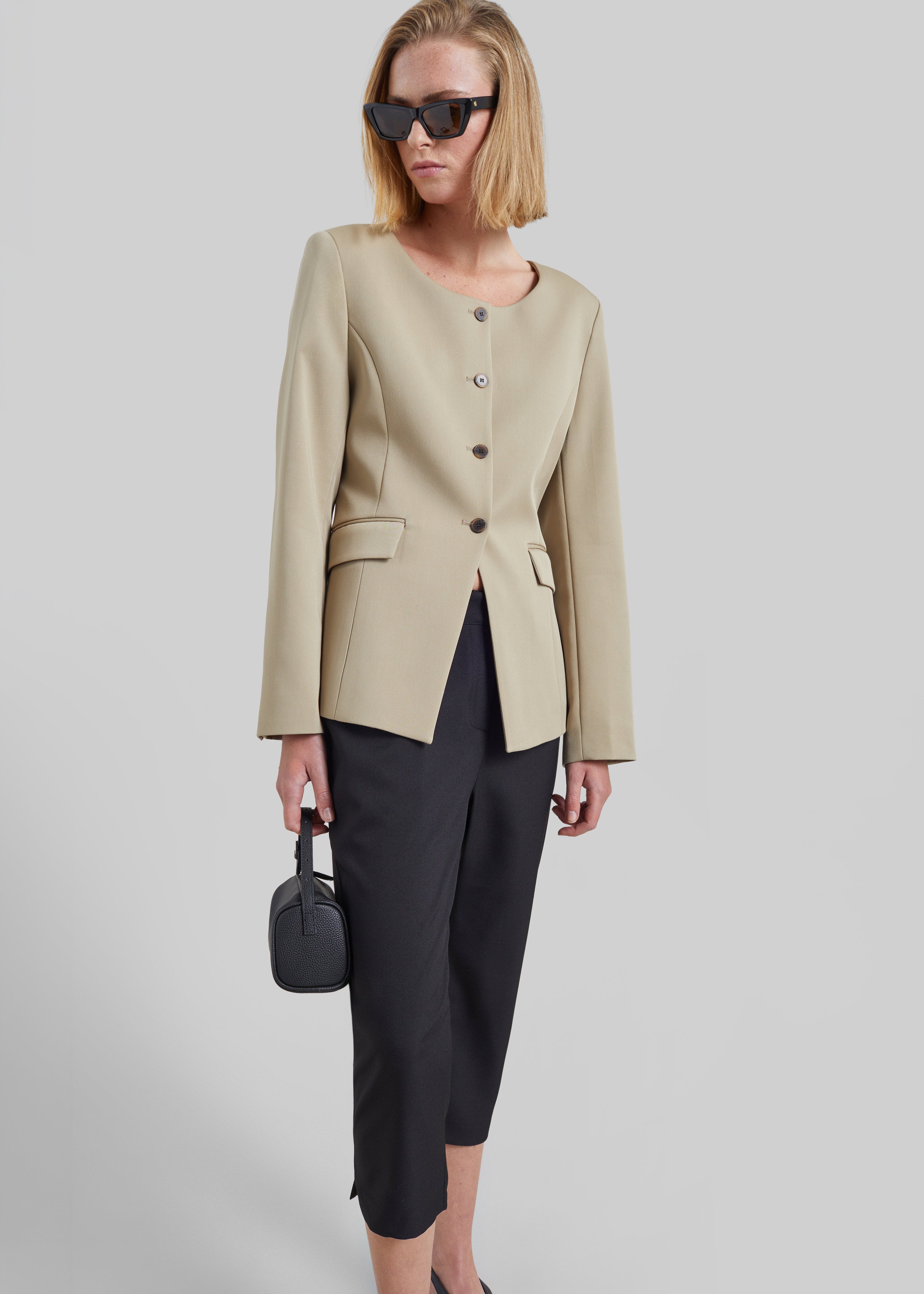 Amboise Collarless Blazer - Beige - 1