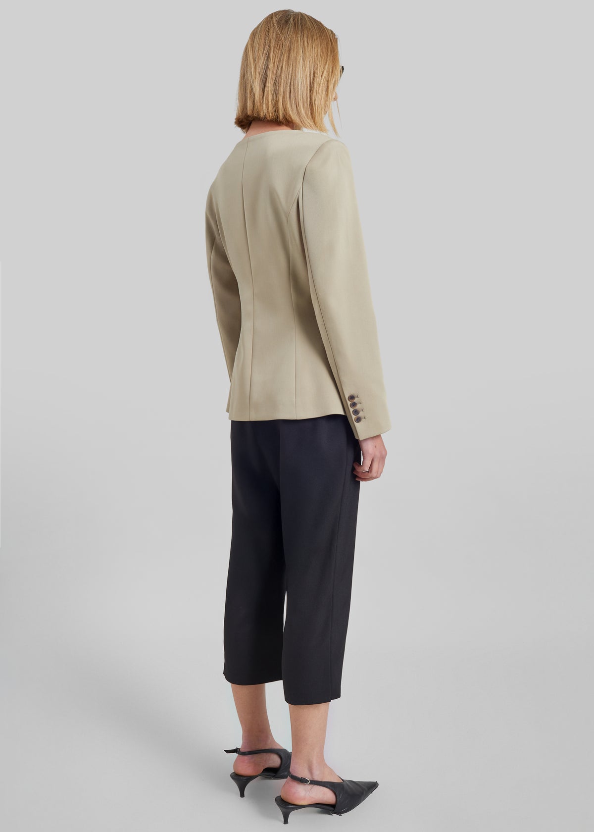 Amboise Collarless Blazer - Beige - 6