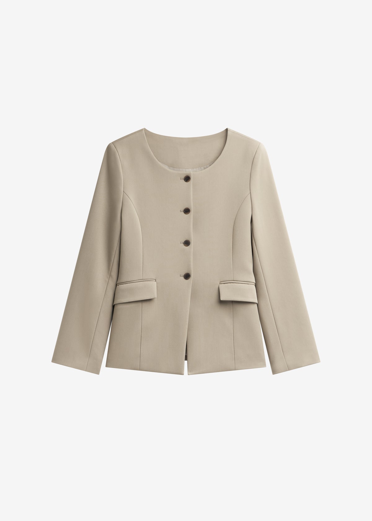 Amboise Collarless Blazer - Beige - 7