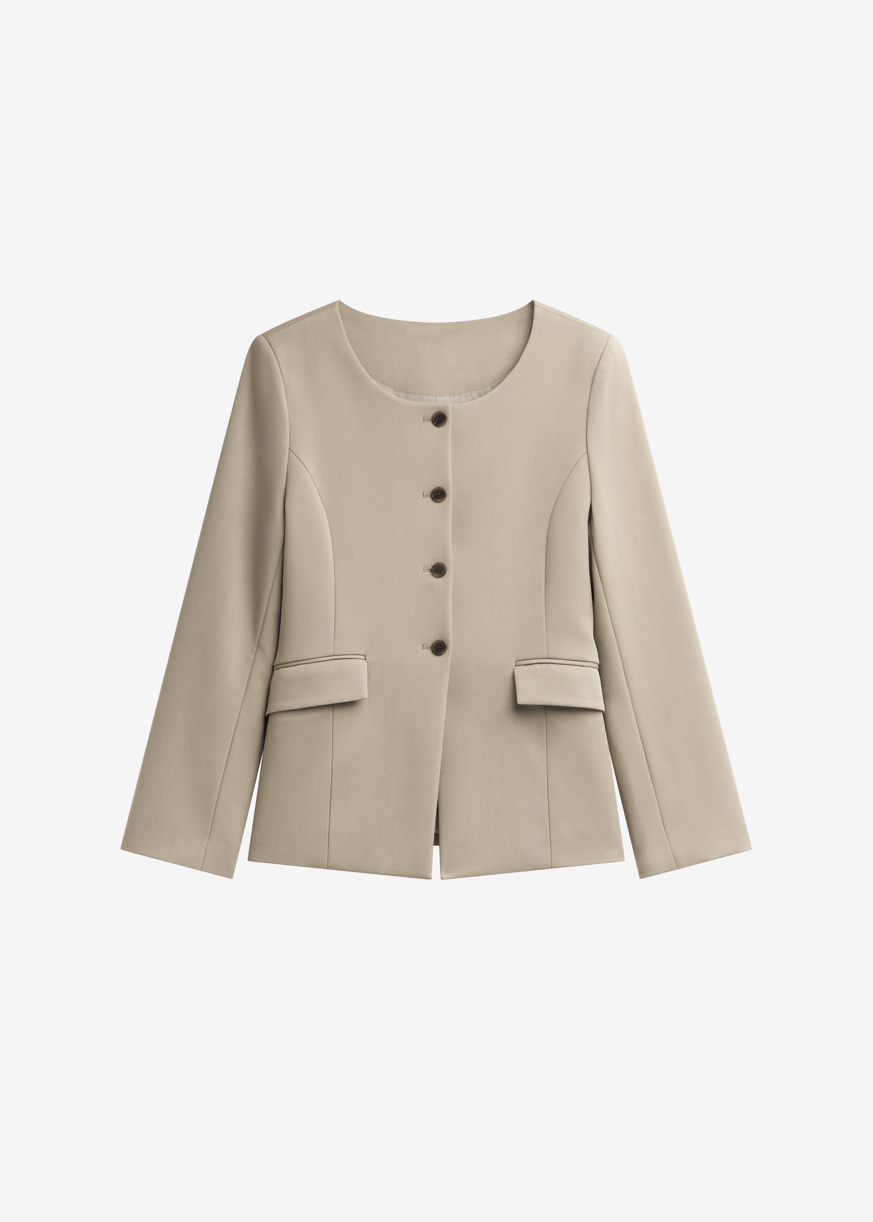 Amboise Collarless Blazer - Beige - 7