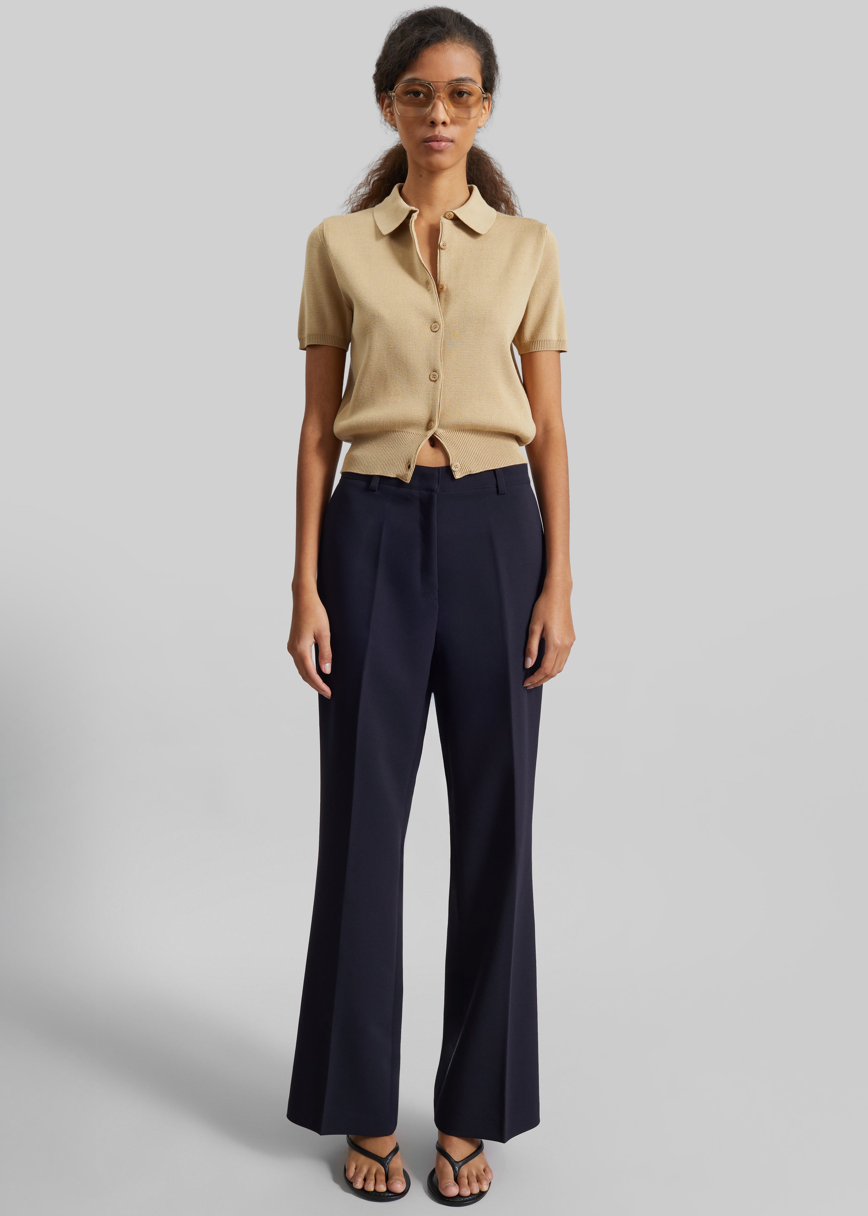 Amelot Knit Short Sleeve Cardigan - Beige - 7