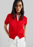 Amelot Knit Short Sleeve Cardigan - Red