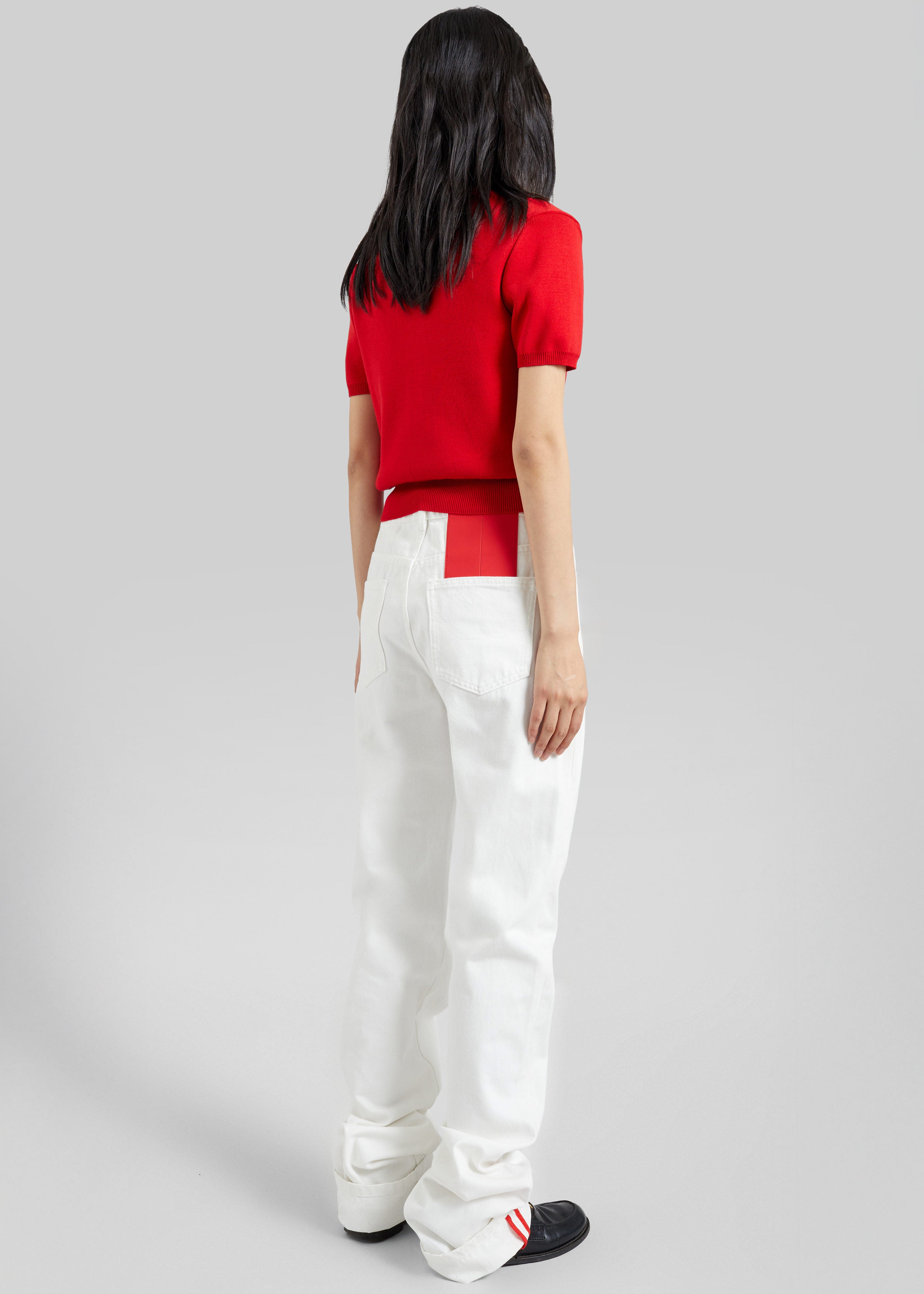 Amelot Knit Short Sleeve Cardigan - Red - 5