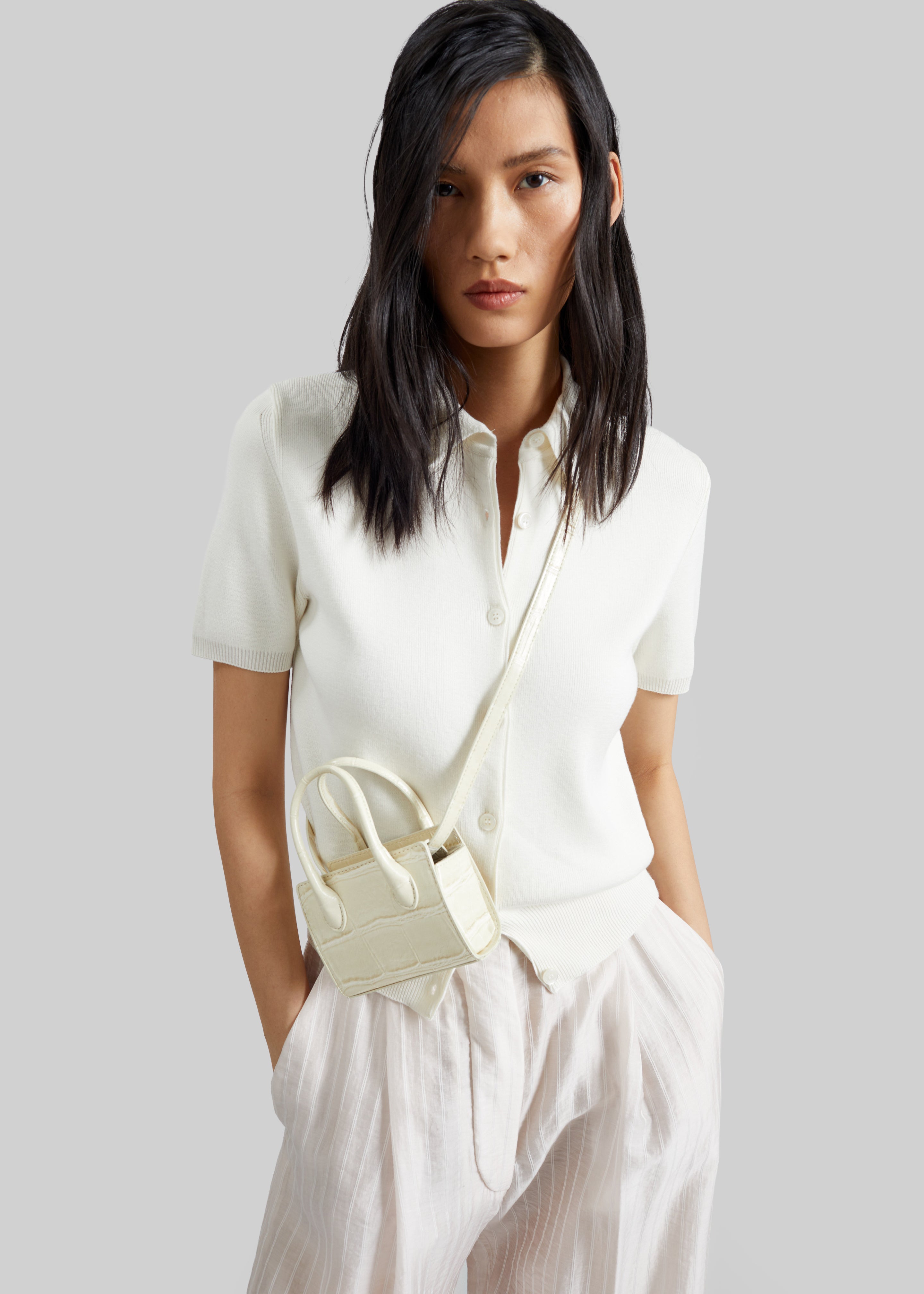 Amelot Knit Short Sleeve Cardigan - White – The Frankie Shop