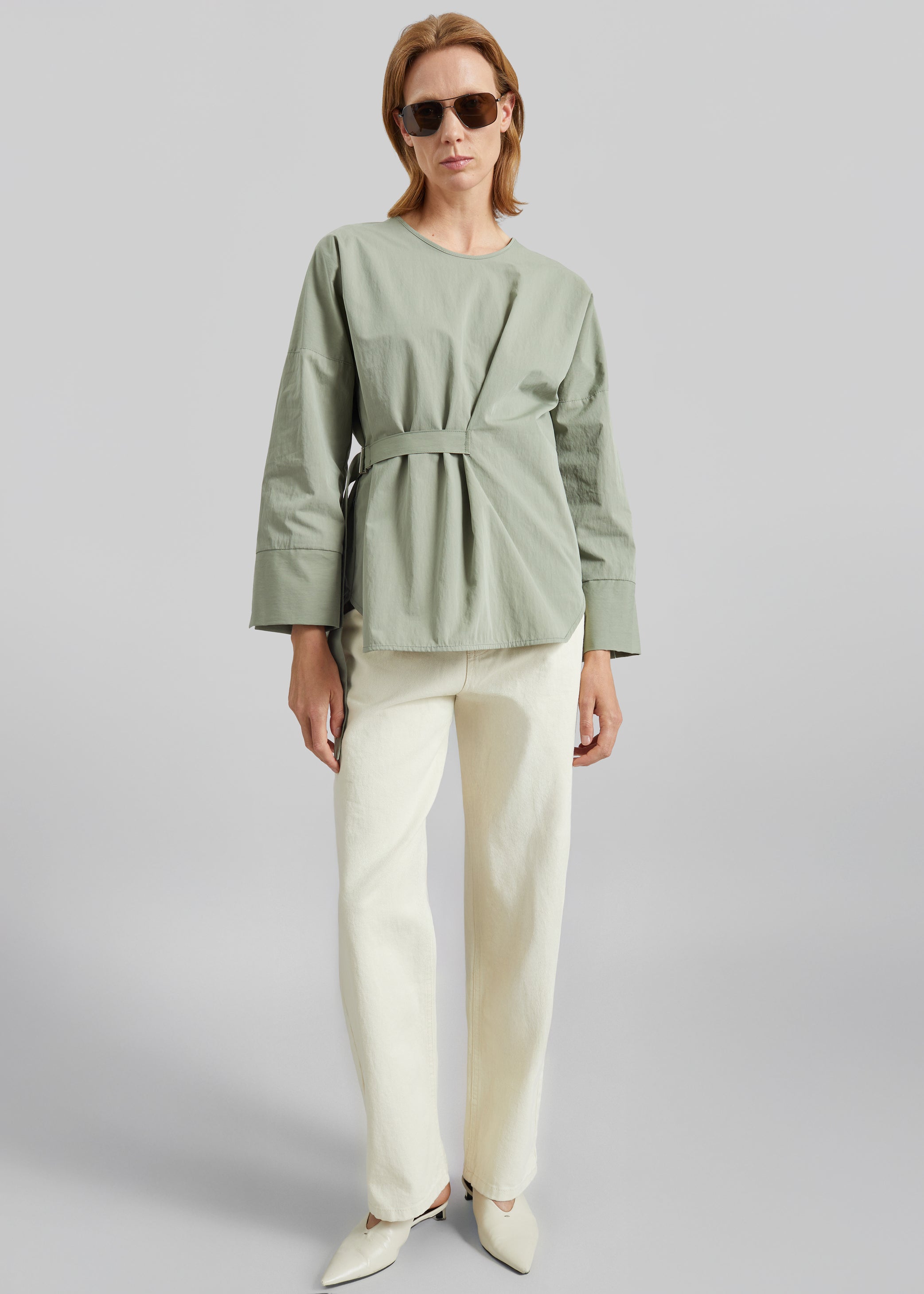 Shop the look image for Ames Belted Top - Sage