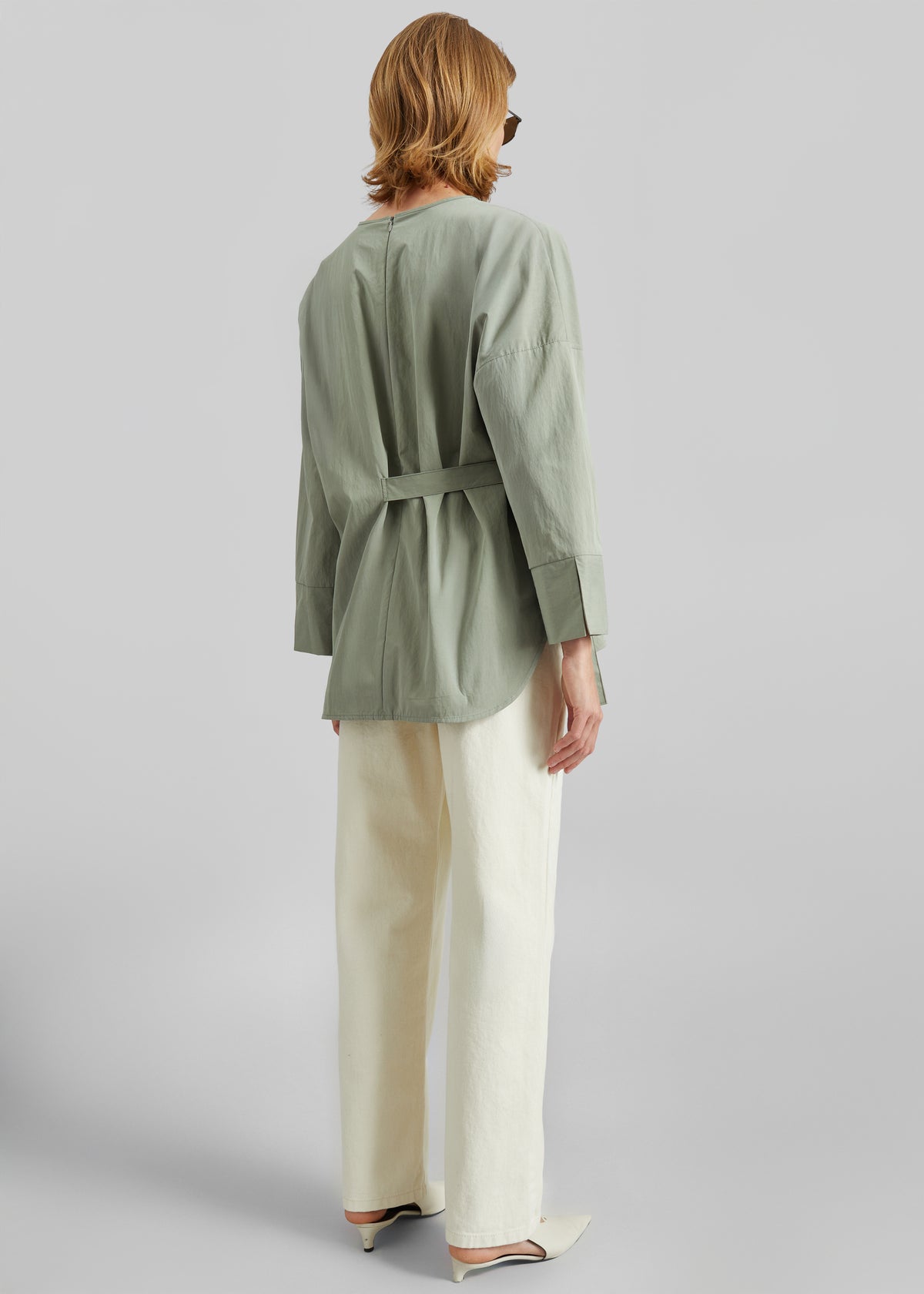 Ames Belted Top - Sage - 8