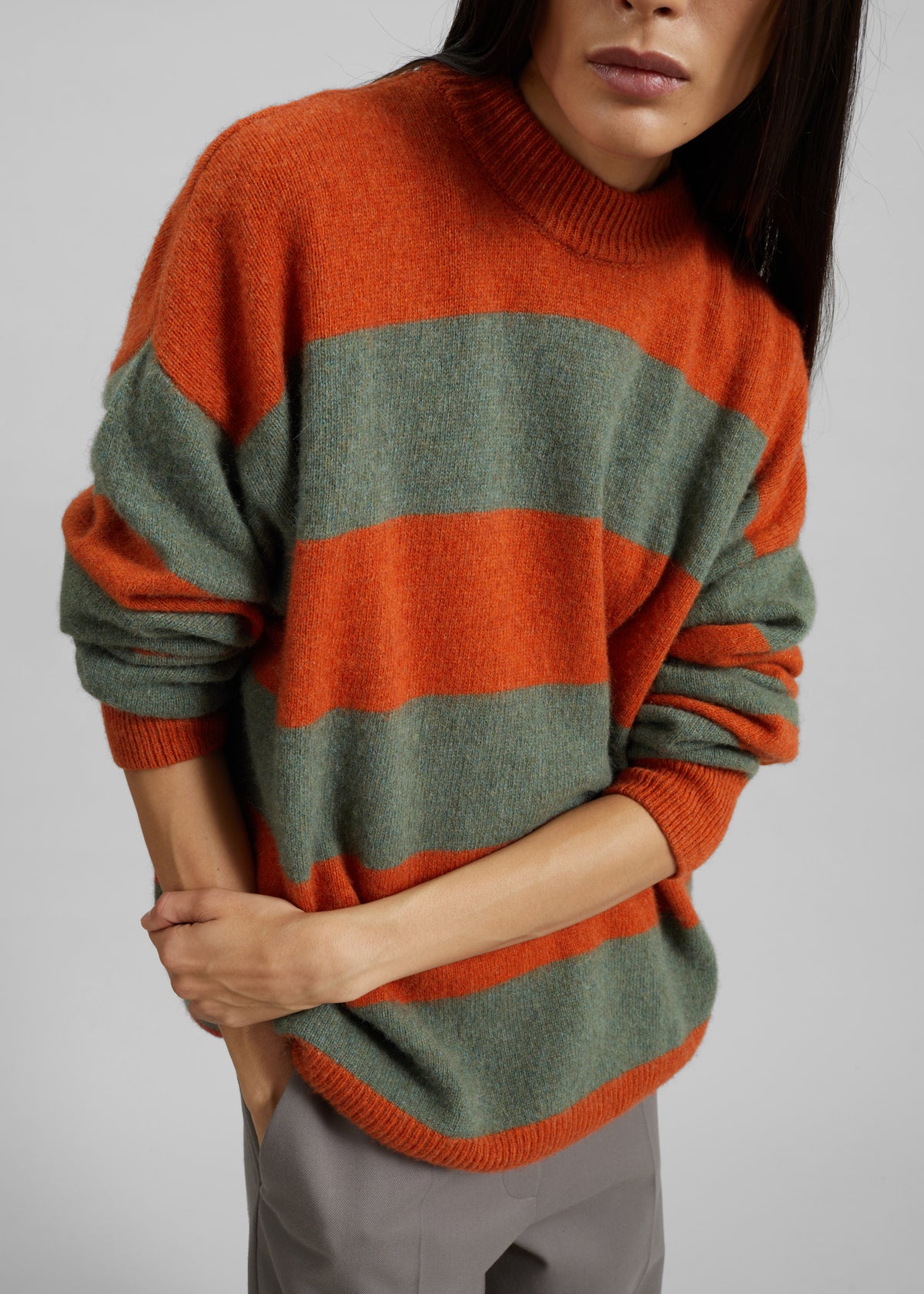 Amish Supplies Crewneck Sweater - Sage/Orange - 2
