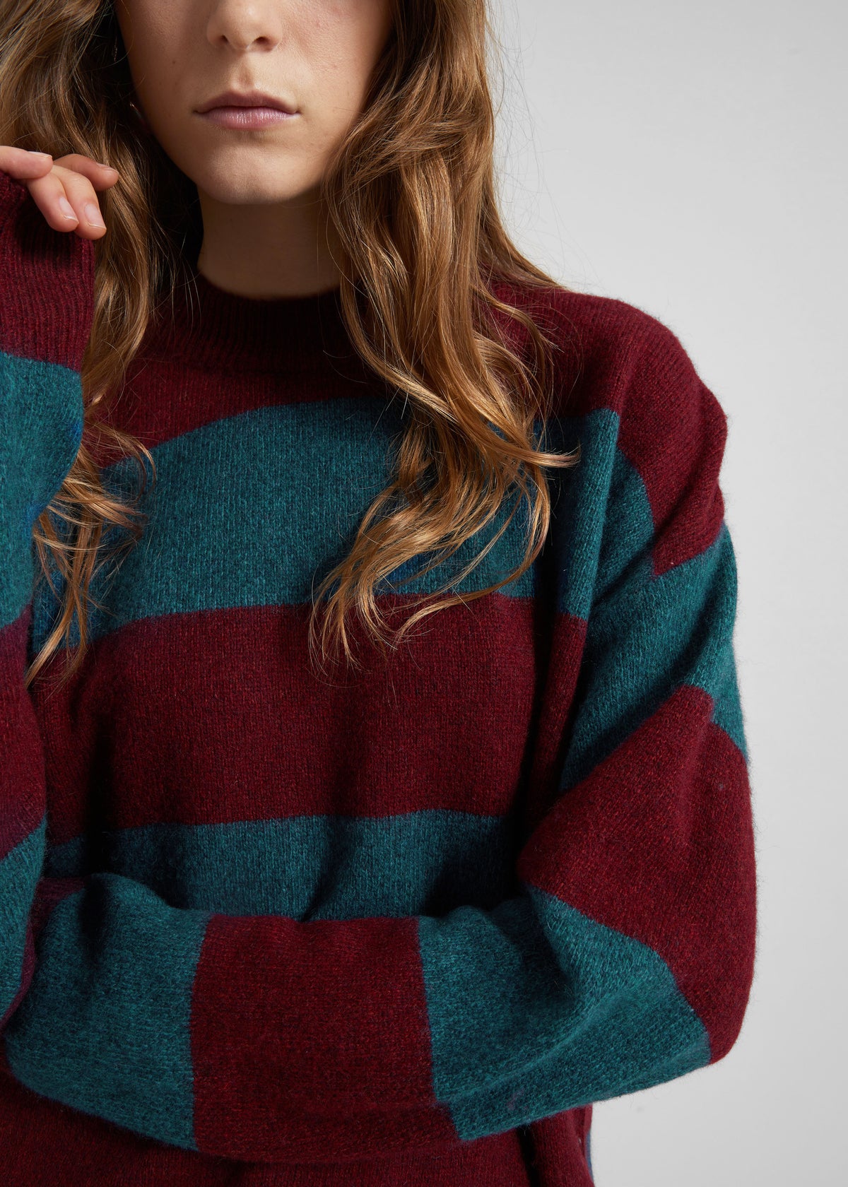 Amish Supplies Crewneck Sweater - Brick/Peacock - 3