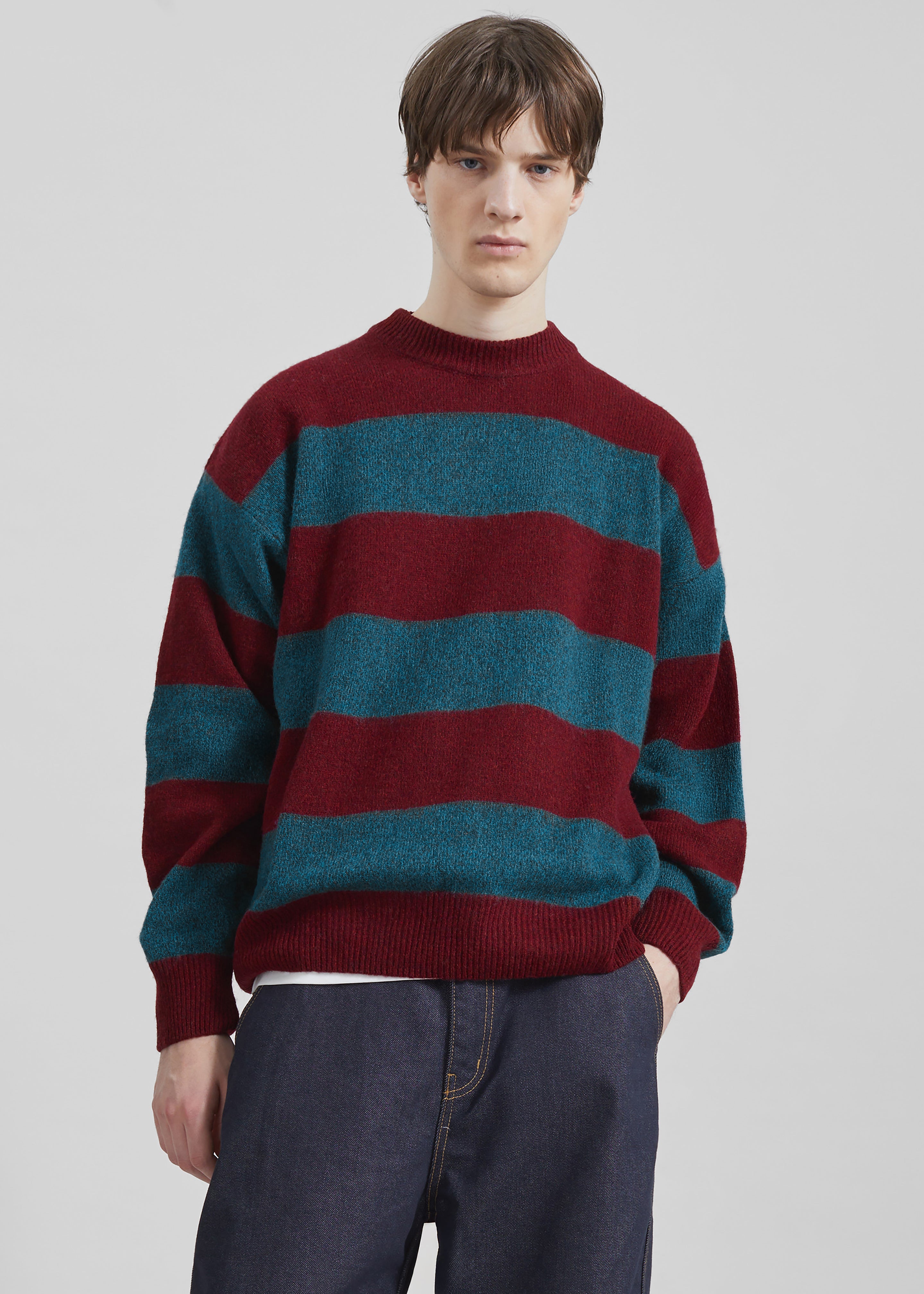 Amish Supplies Crewneck Sweater - Brick/Peacock - 6 - [gender-male]