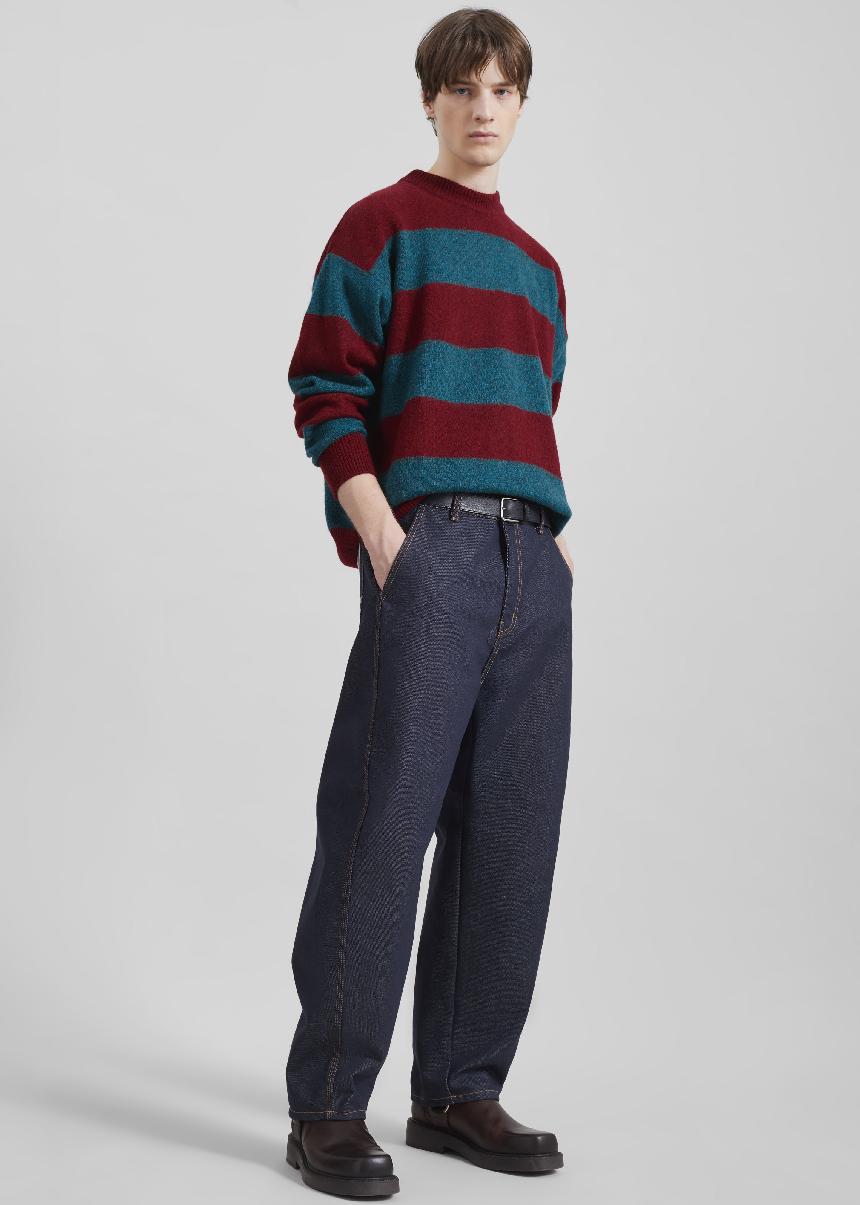 Amish Supplies Crewneck Sweater - Brick/Peacock - 8