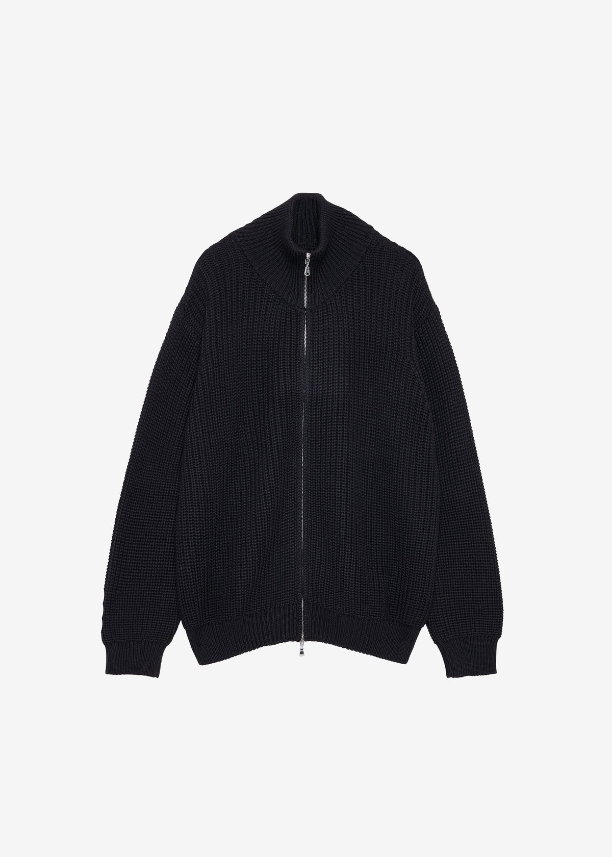 Amish Supplies Zip-Up Ribbed Knit Cardigan - Black