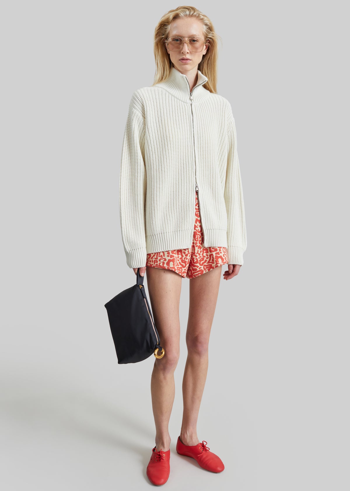 Shop the look image for Amish Supplies Zip-Up Ribbed Knit Cardigan - White