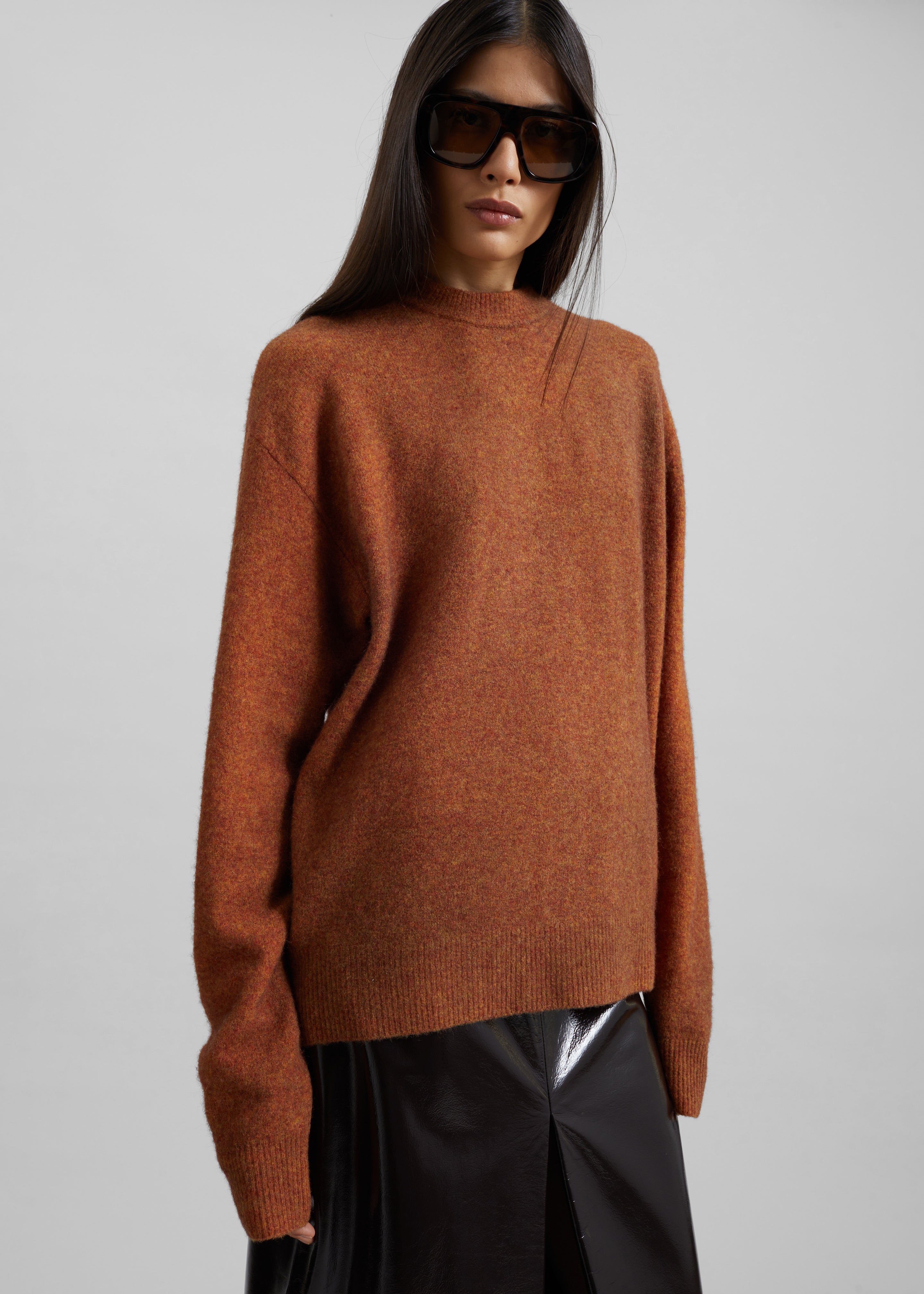 Amish Supplies Oversized Crewneck Sweater - Brown - 3