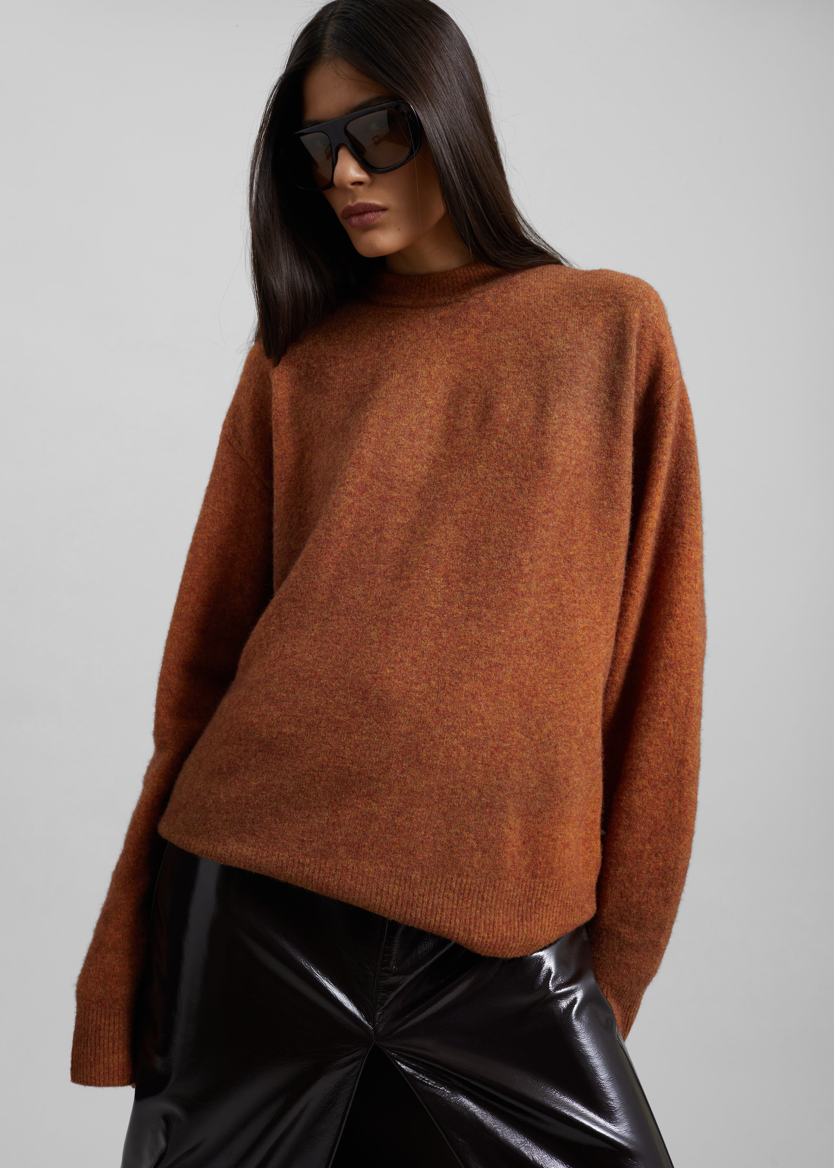 Amish Supplies Oversized Crewneck Sweater - Brown - 8