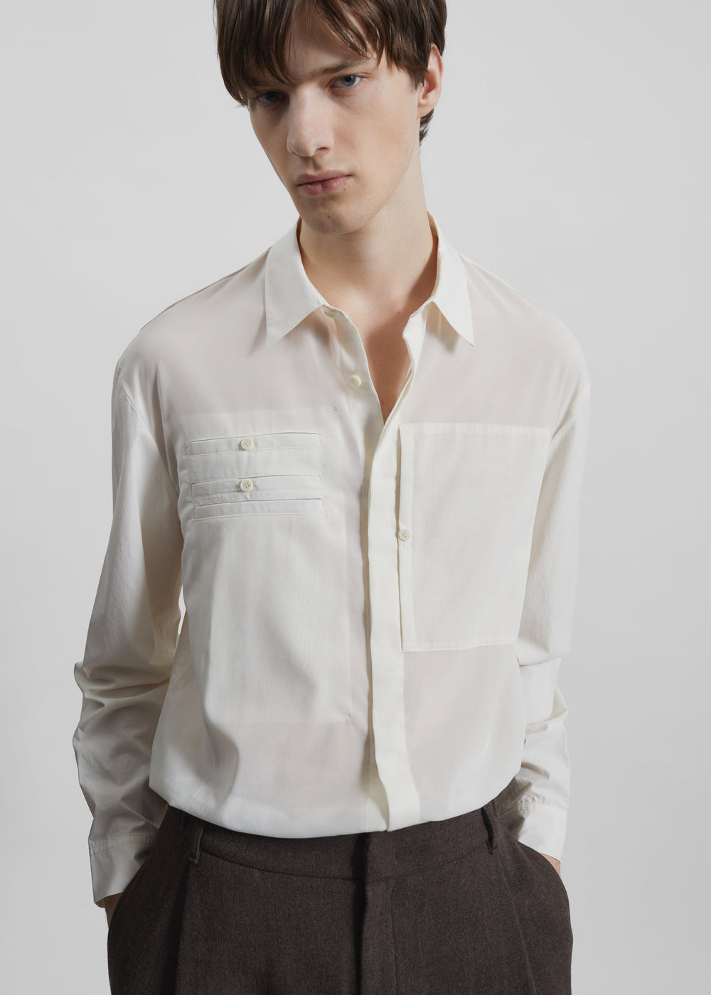 Amomento Drawer Pocket Shirt - Ivory - 1