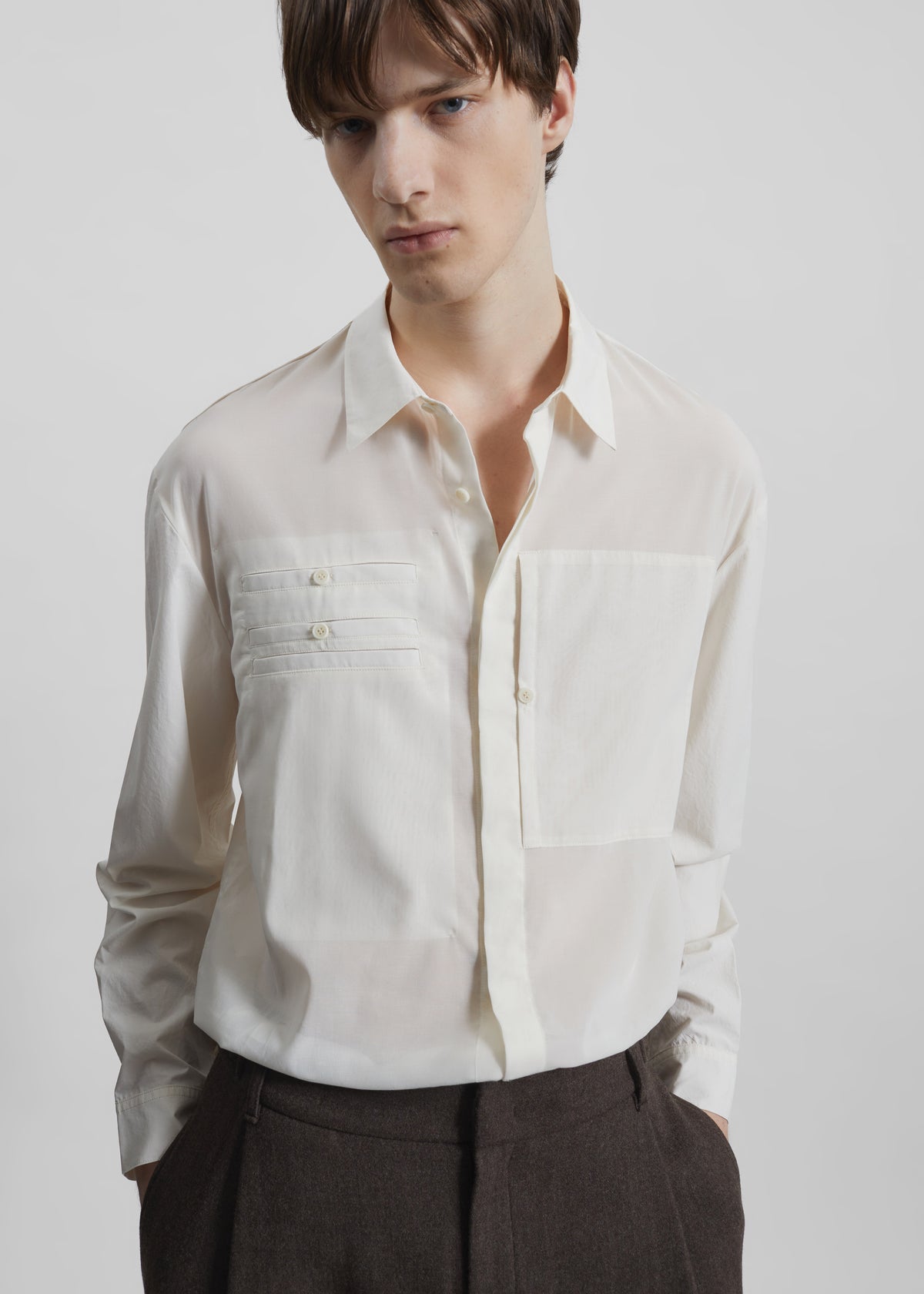 Amomento Drawer Pocket Shirt - Ivory - 2