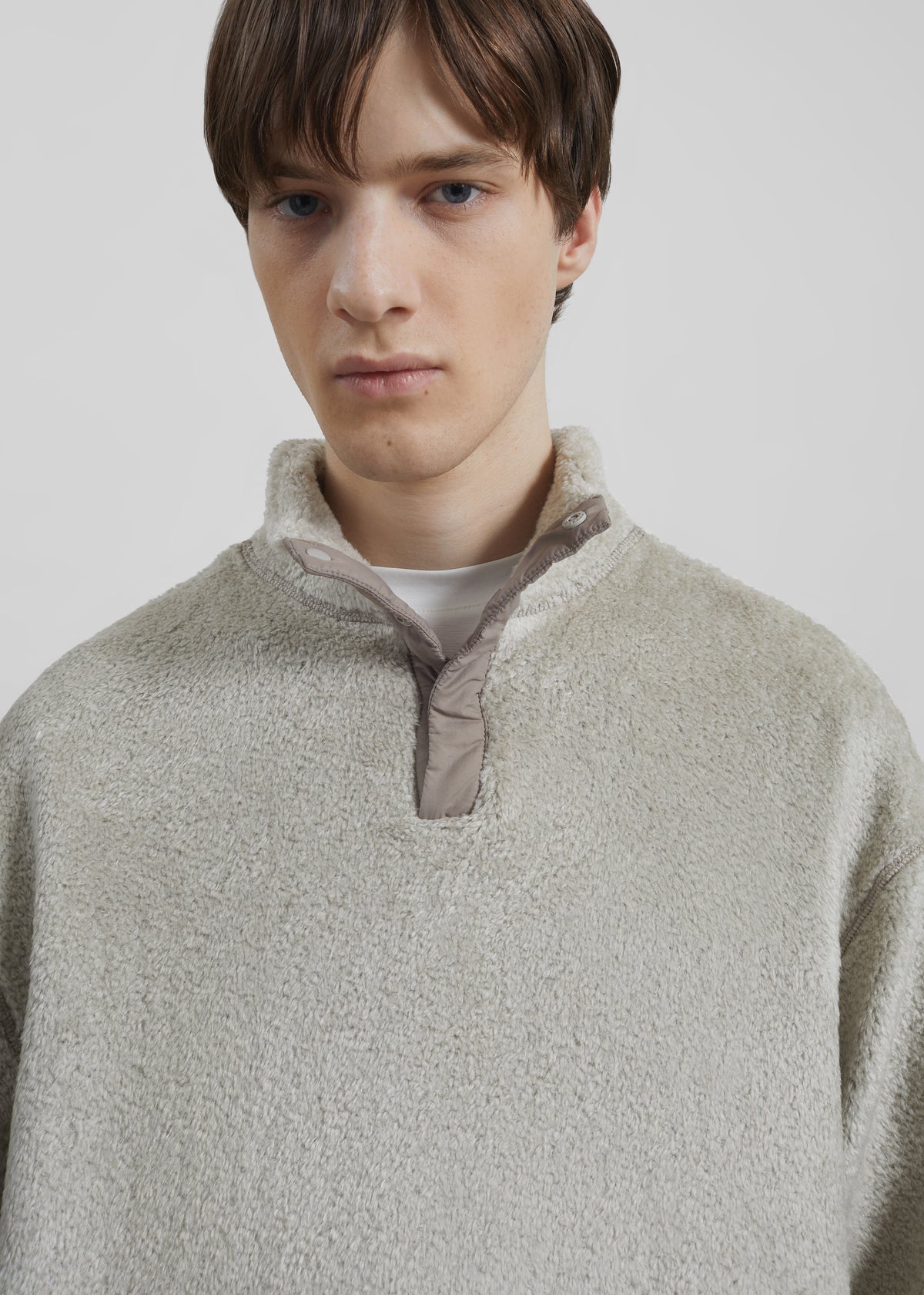 Amomento Fluffy Oversized Half Neck Pullover - Grey - 5 - [gender-male]