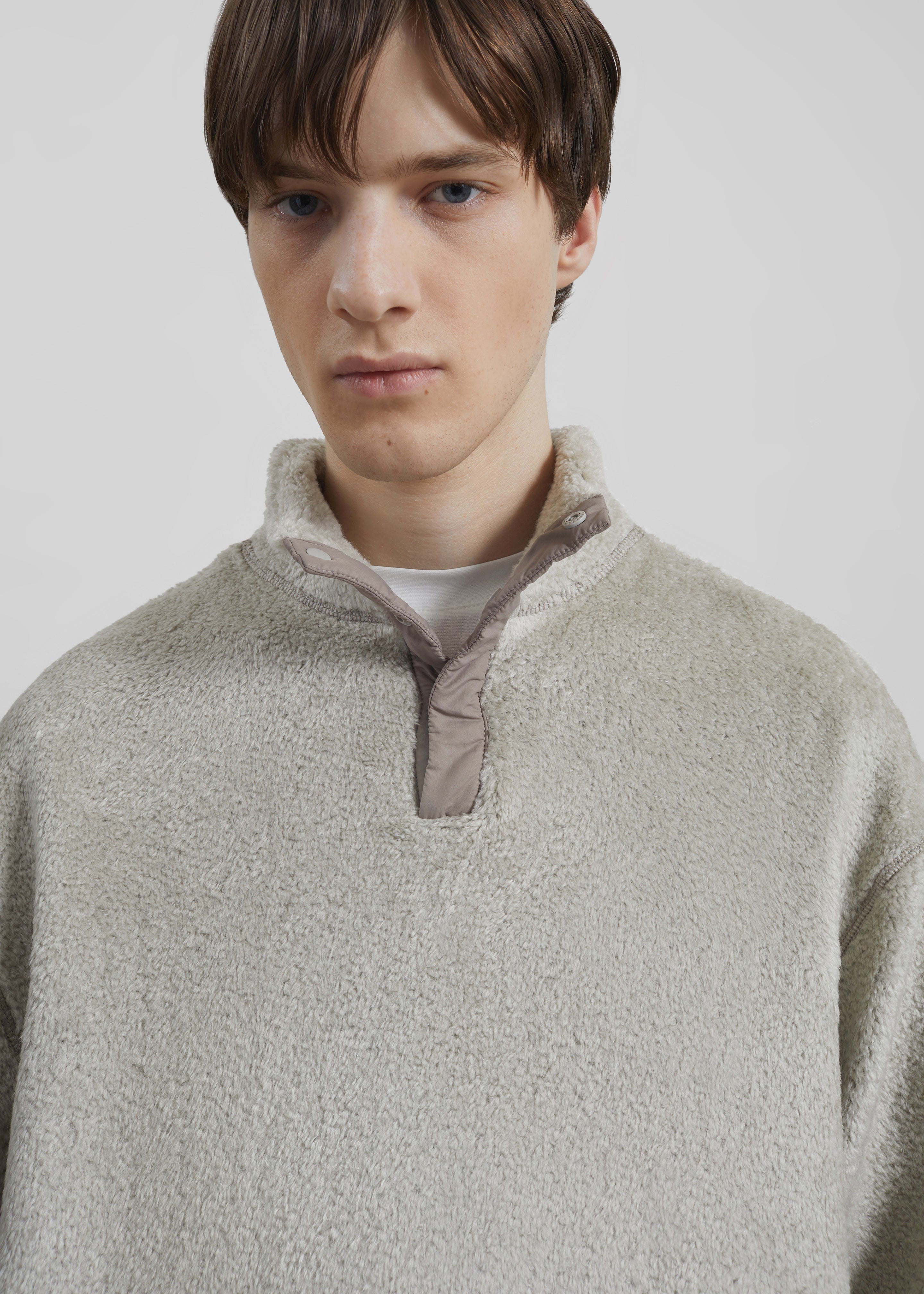 Amomento Fluffy Oversized Half Neck Pullover - Grey - 5 - [gender-male]