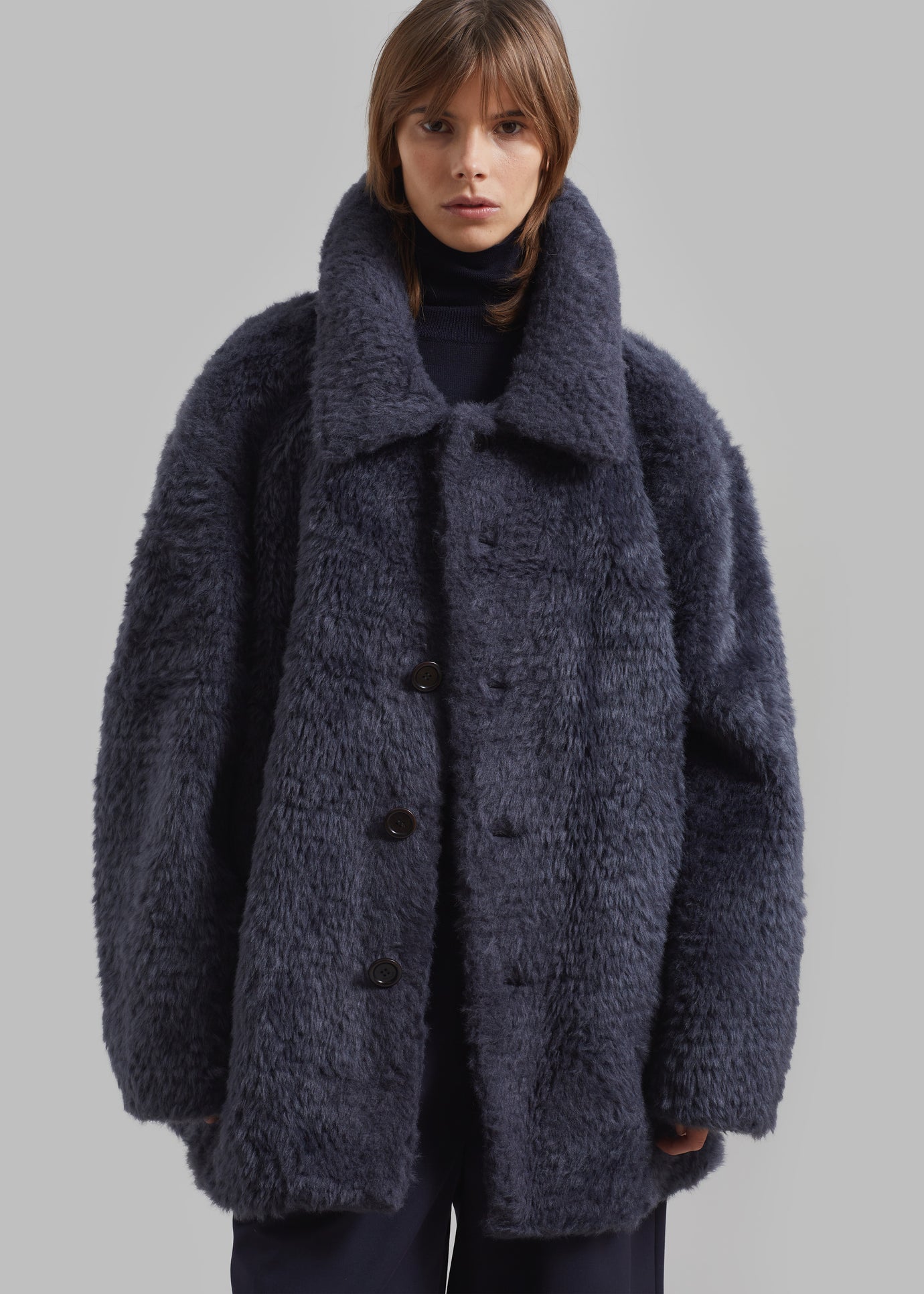 Amomento Fur Mid Coat - Charcoal - 1
