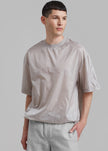 Amomento Glossy Drawstring Top - Grey Beige