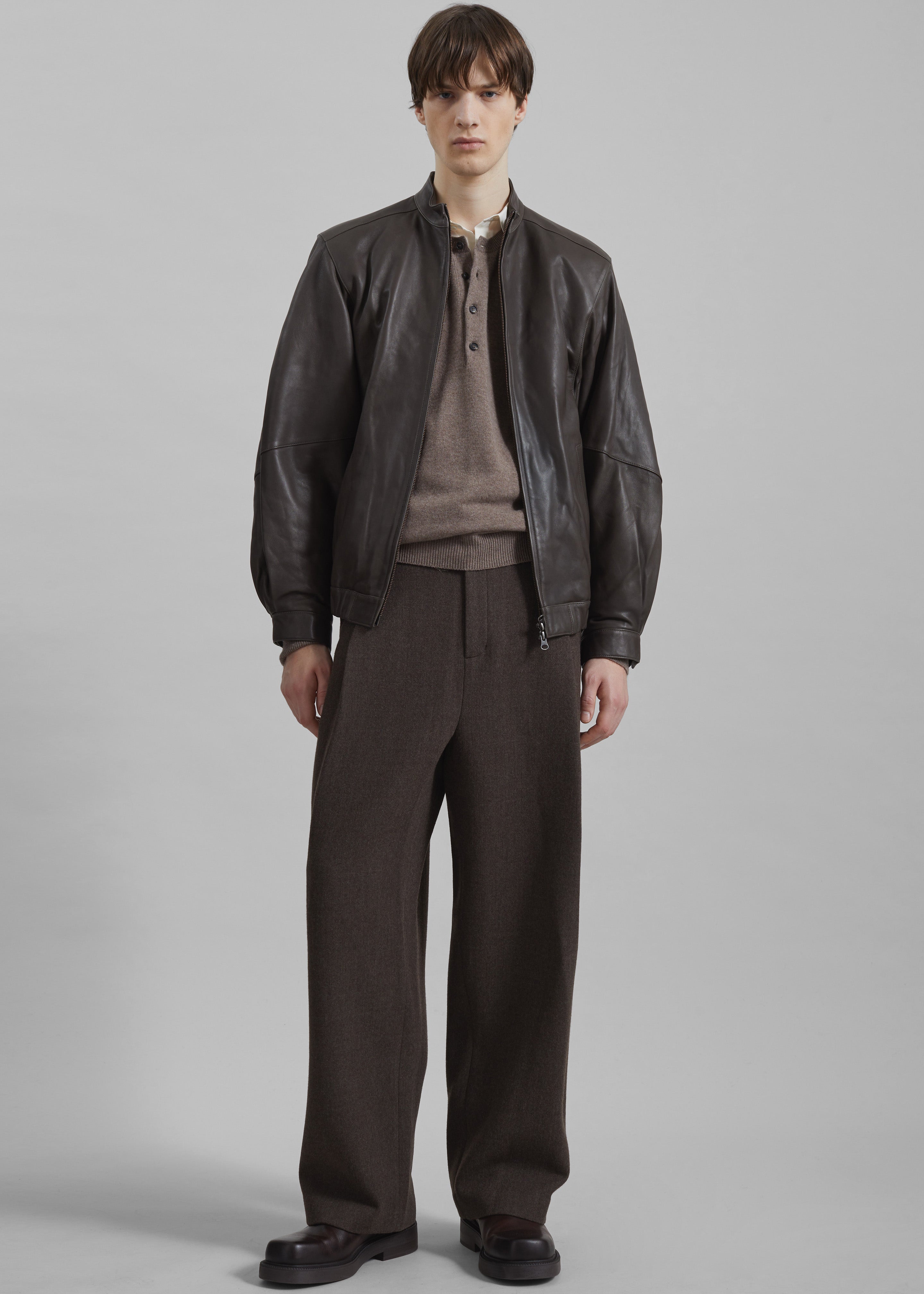 Amomento Lambskin Leather Blouson - Brown - 9