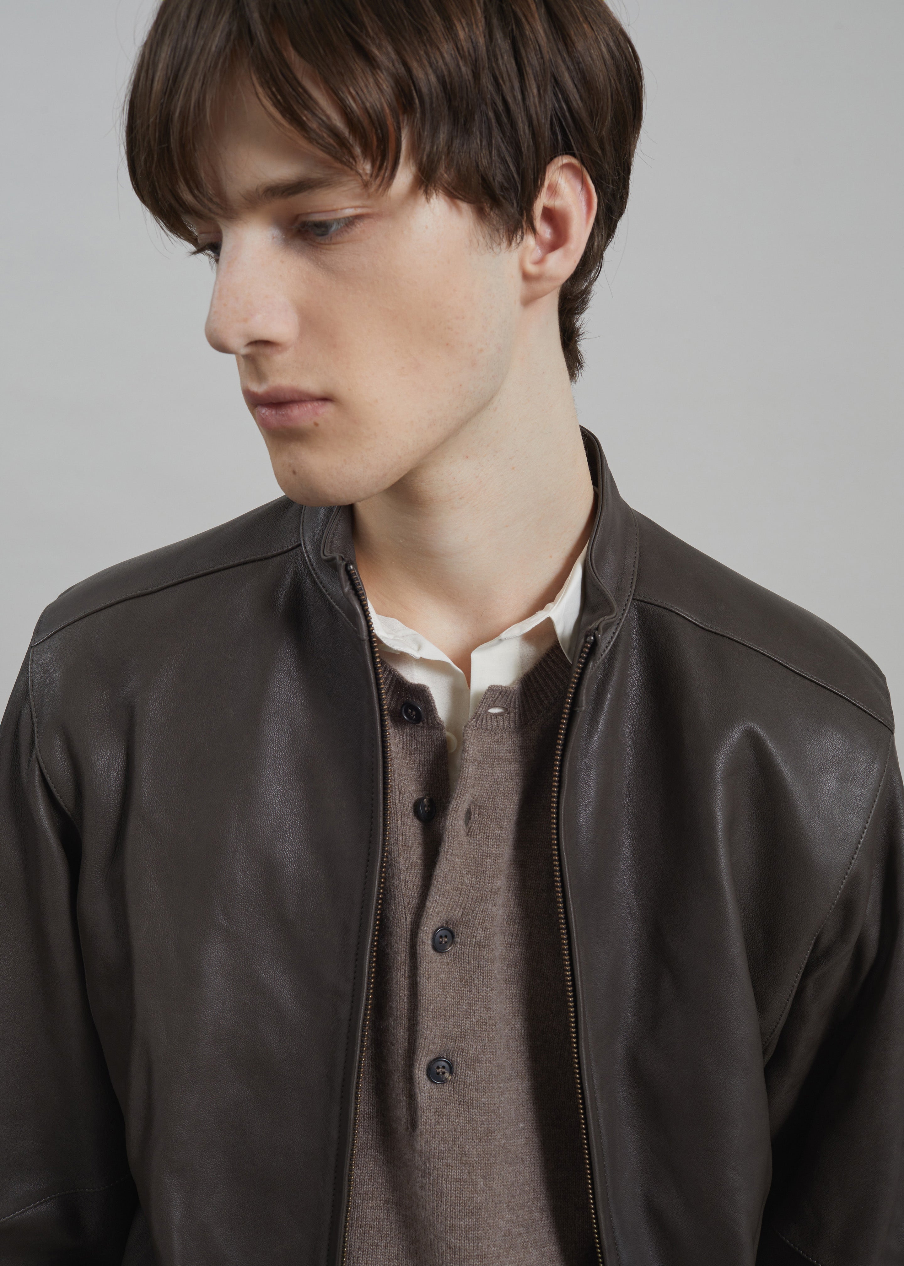 Amomento Lambskin Leather Blouson - Brown – The Frankie Shop