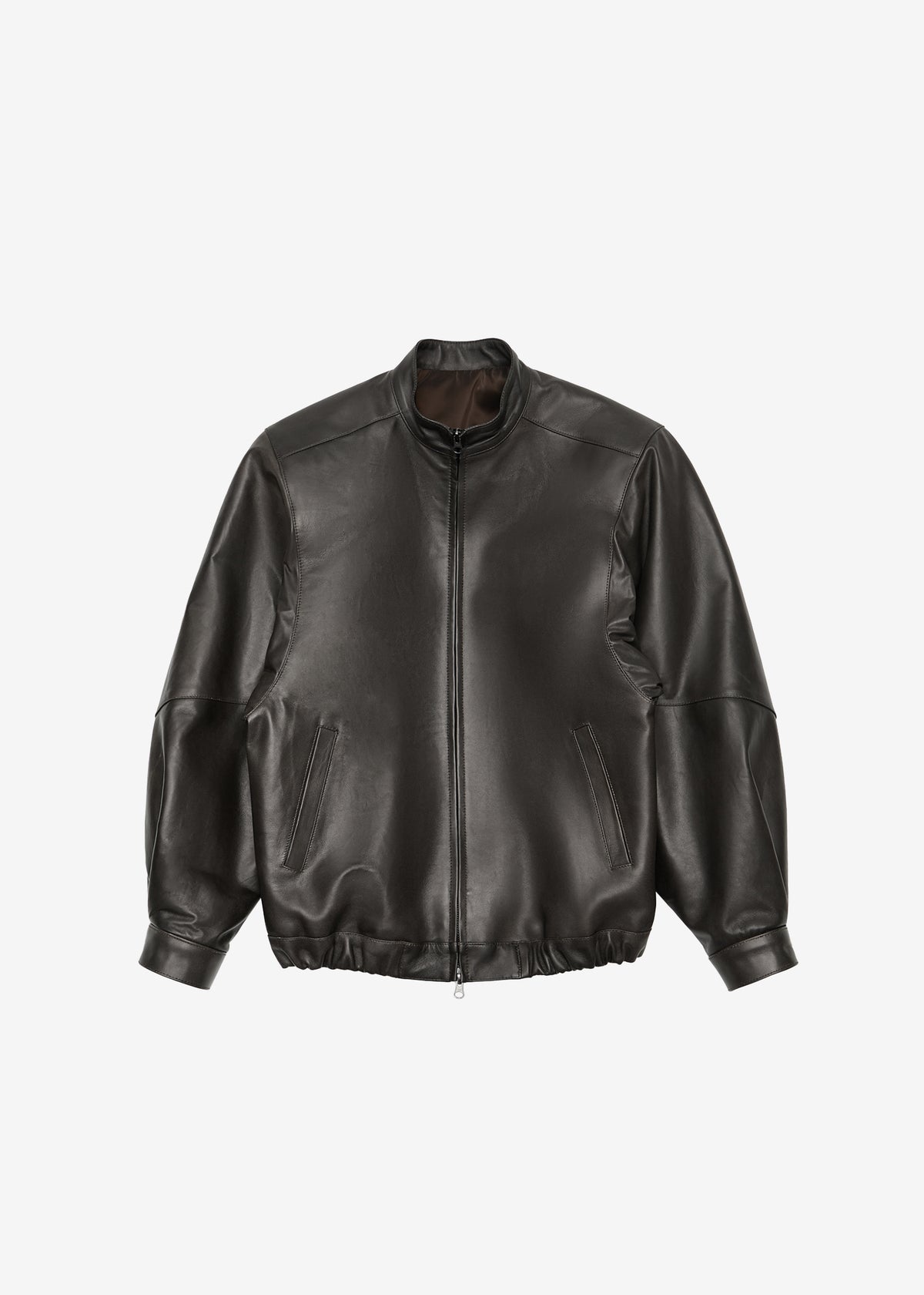 Amomento Lambskin Leather Blouson - Brown - 10