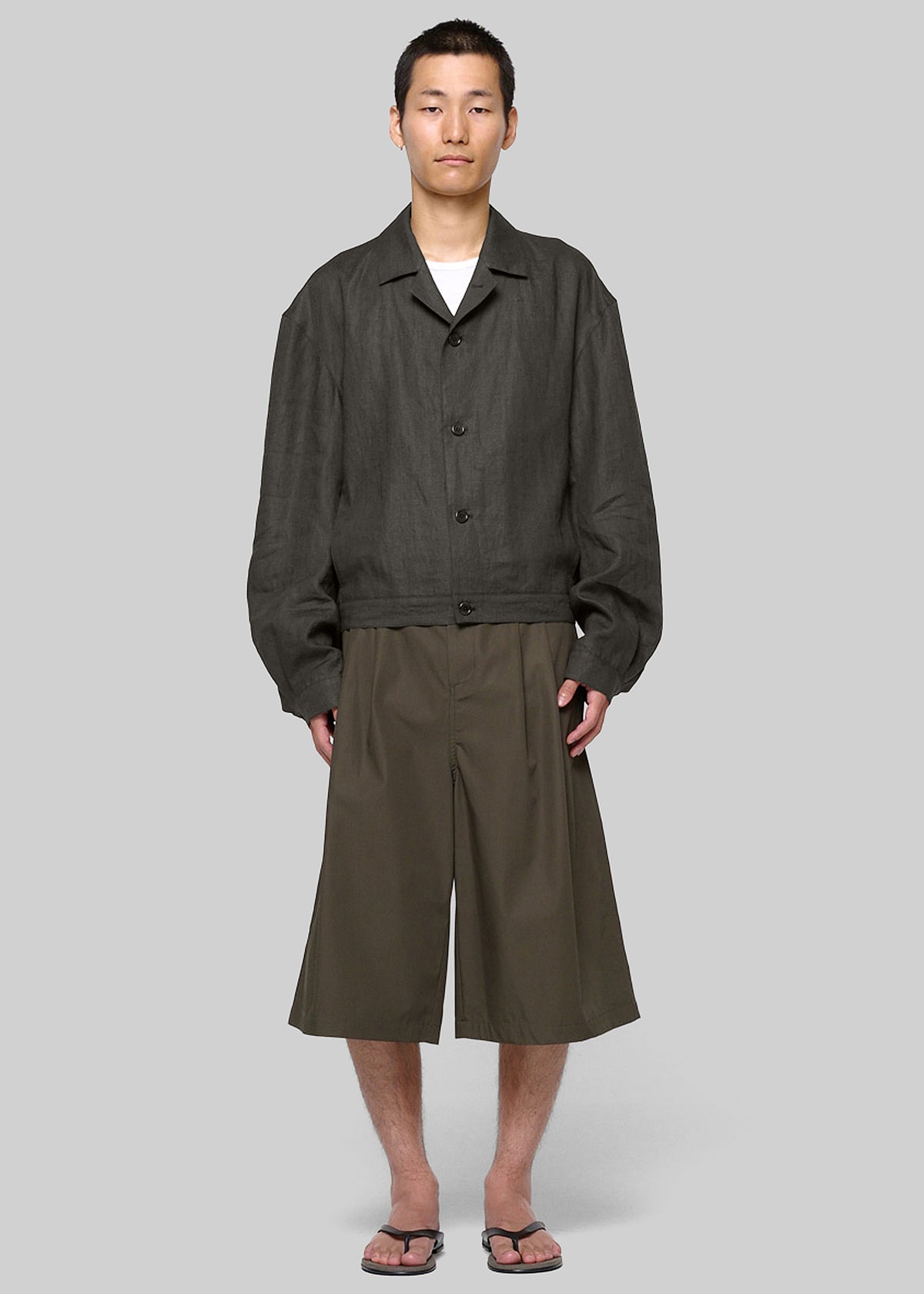 Amomento Linen Crop Jacket - Khaki Grey - 4