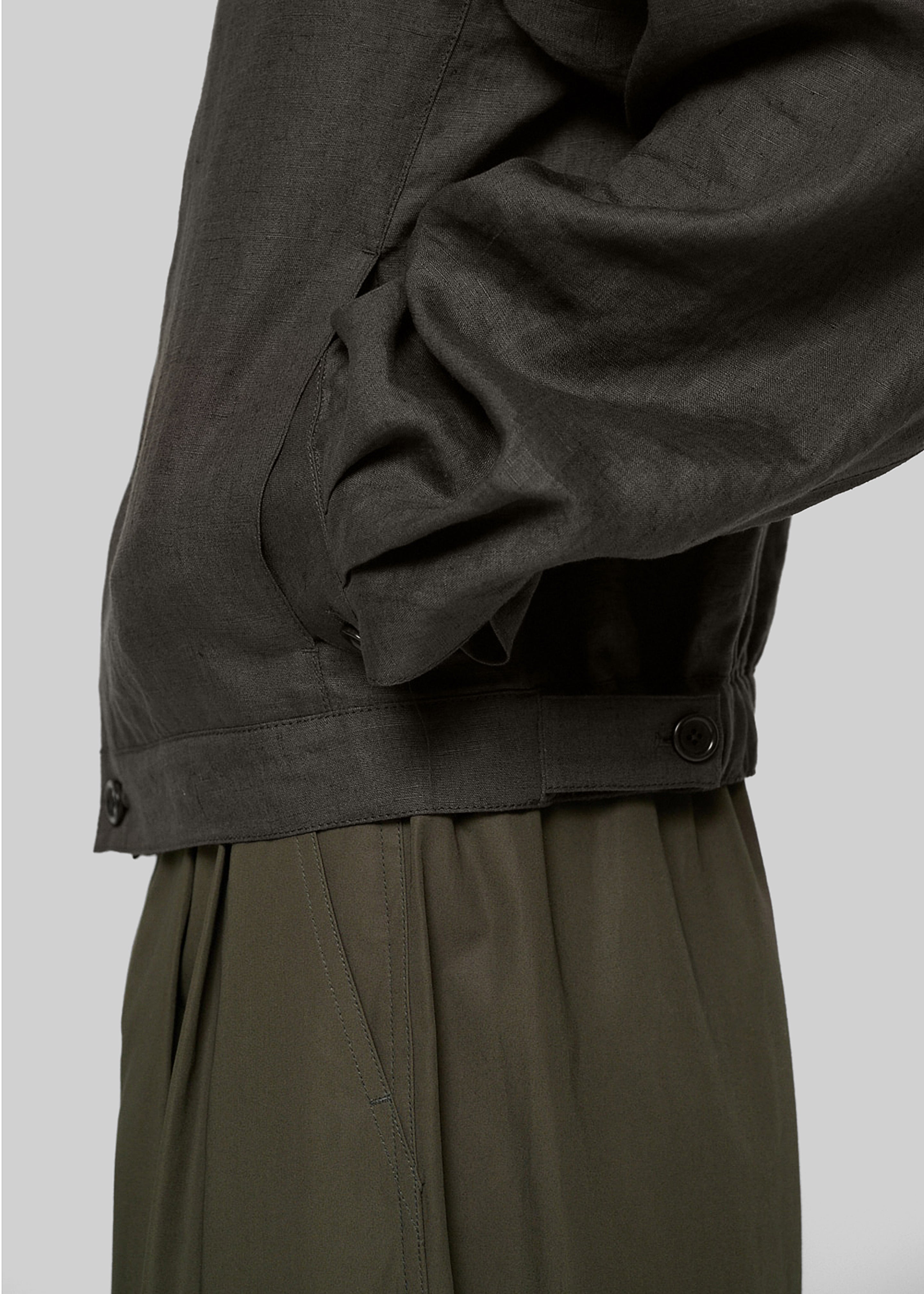 Amomento Linen Crop Jacket - Khaki Grey - 3