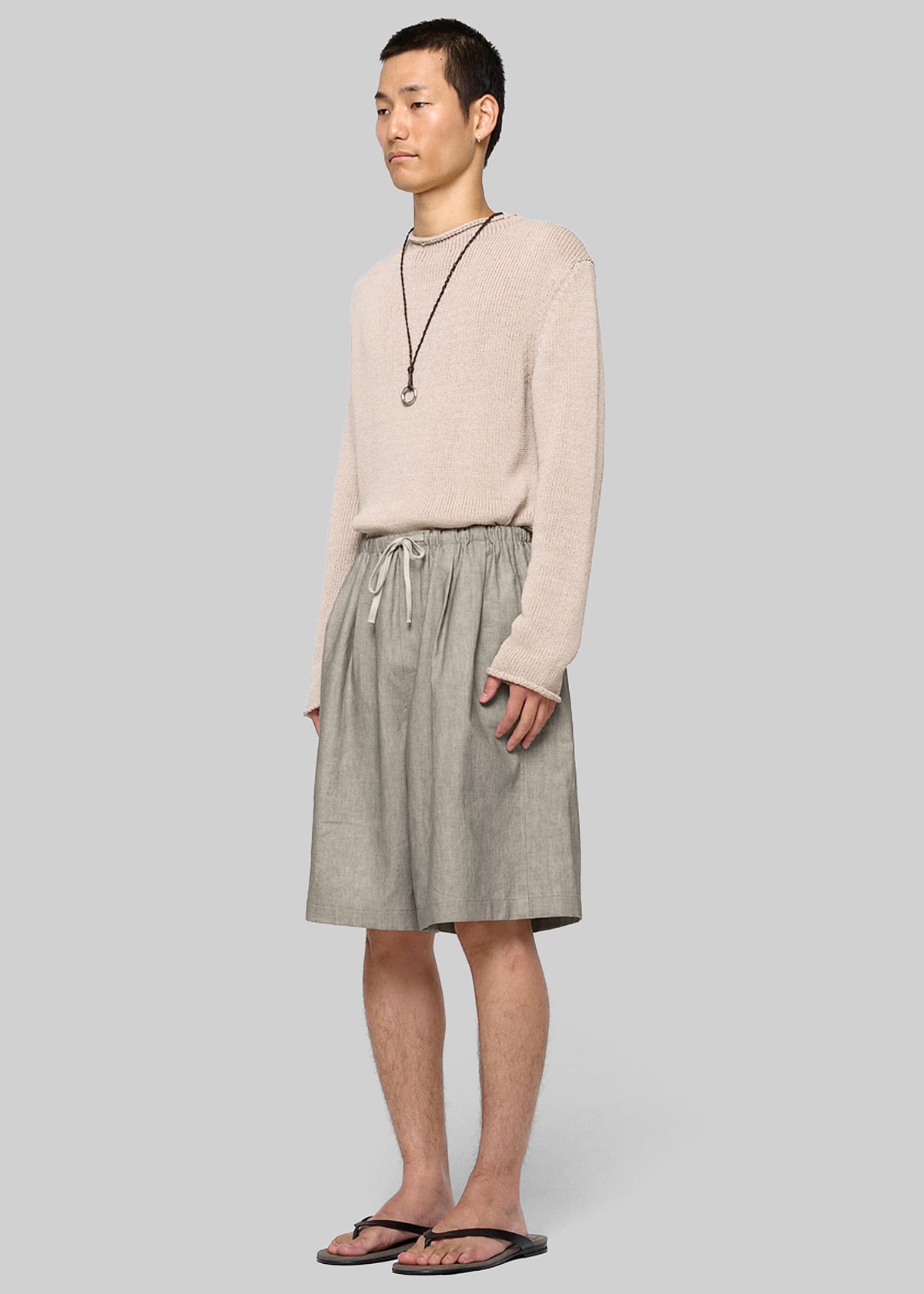 Amomento Linen Drawstring Shorts - Beige - 3