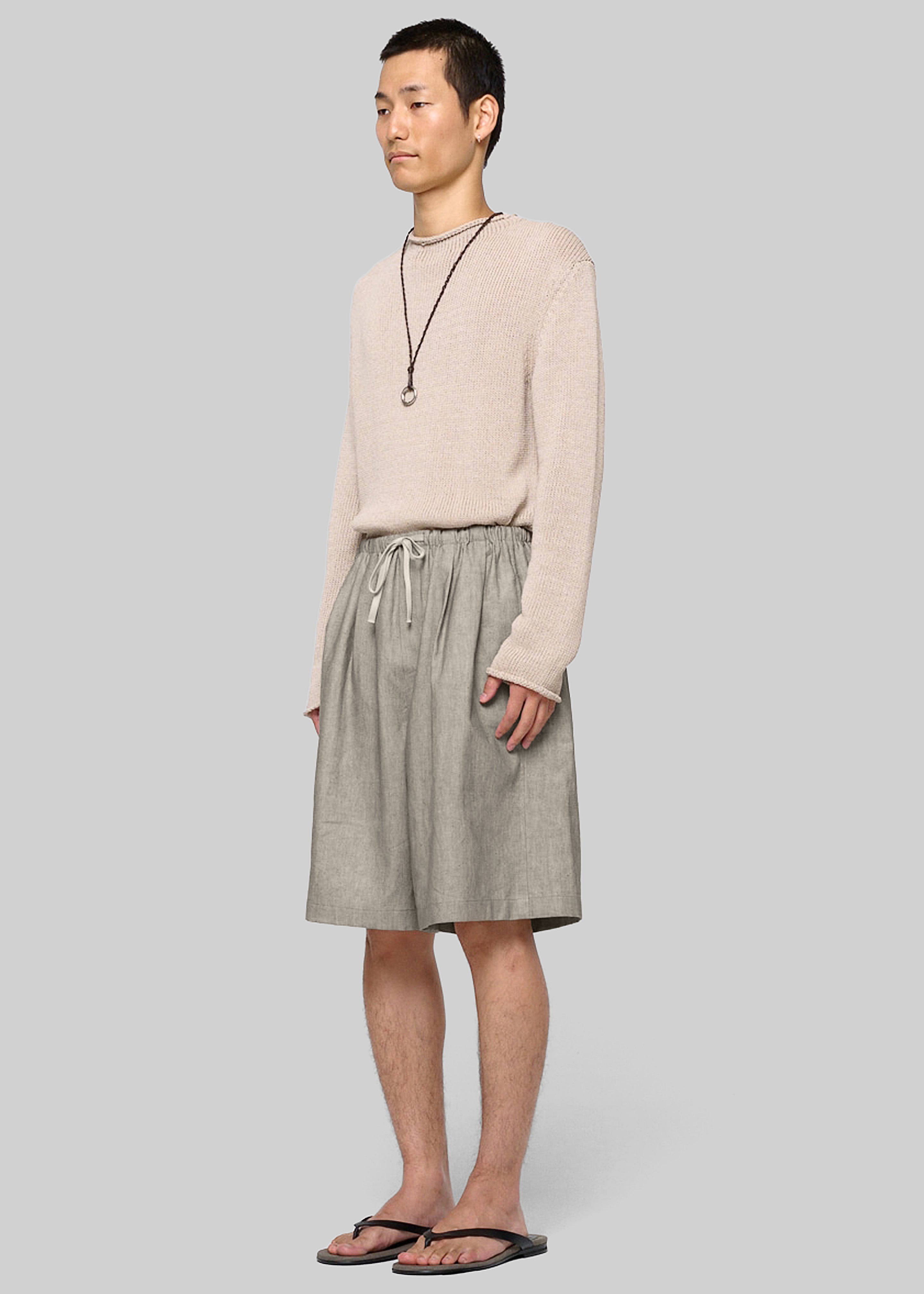 Amomento Linen Drawstring Shorts - Beige - 3