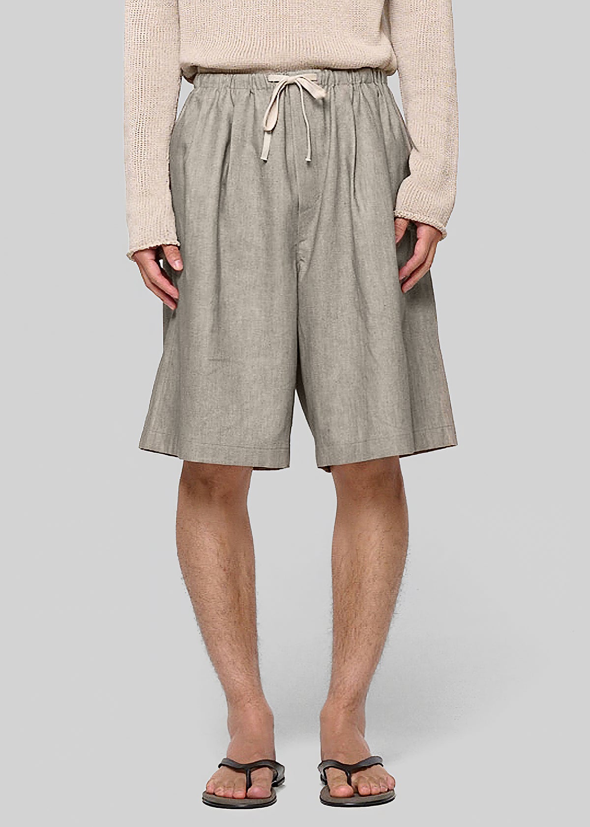 Amomento Linen Drawstring Shorts - Beige - 2