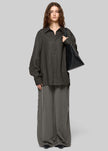 Amomento Linen Oversized Shirt - Khaki Grey