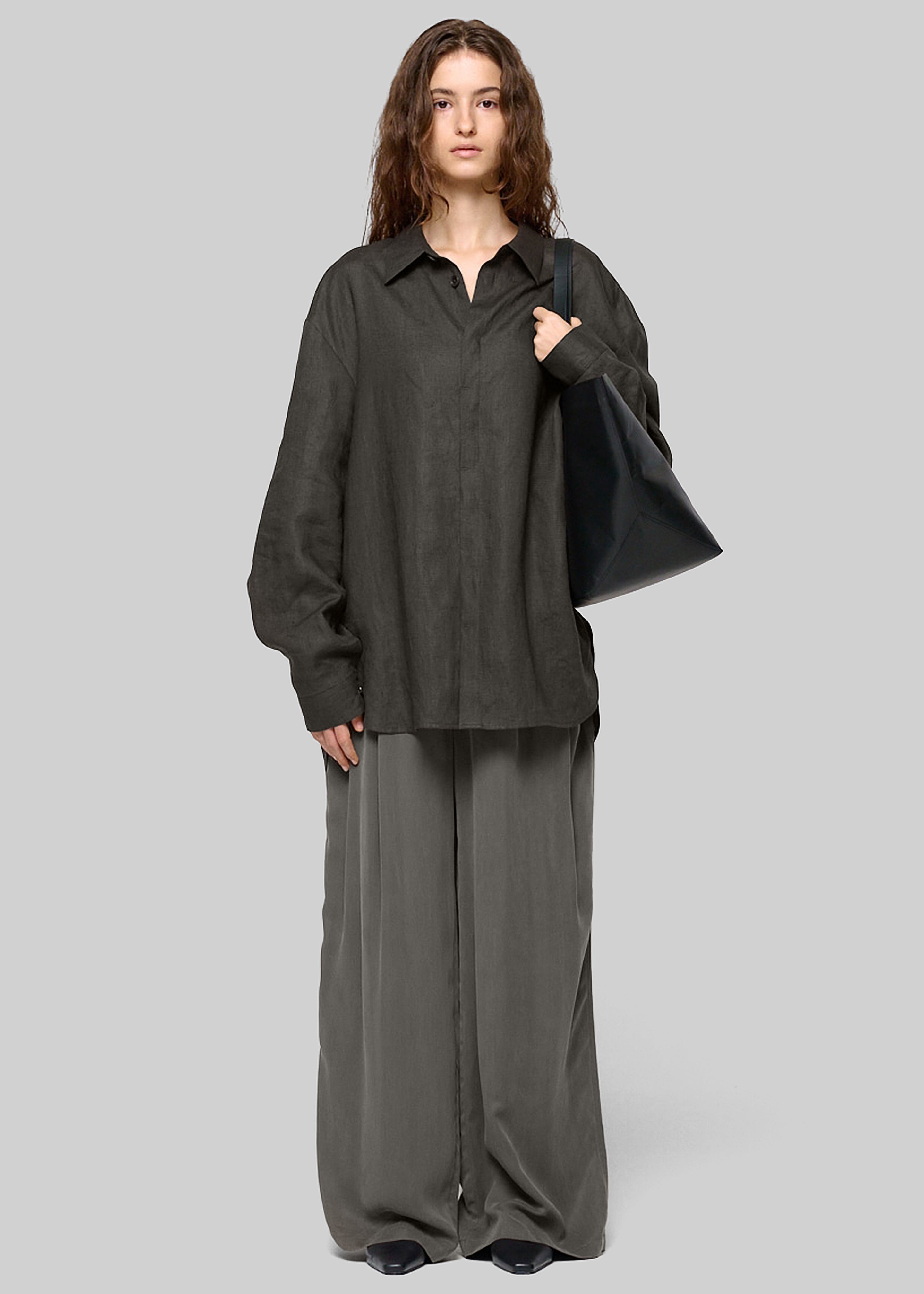 Amomento Linen Oversized Shirt - Khaki Grey - 1