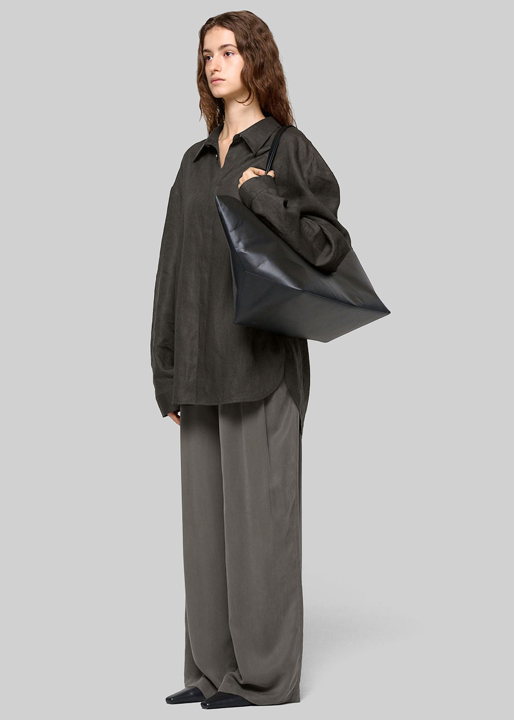Amomento Linen Oversized Shirt - Khaki Grey - 1