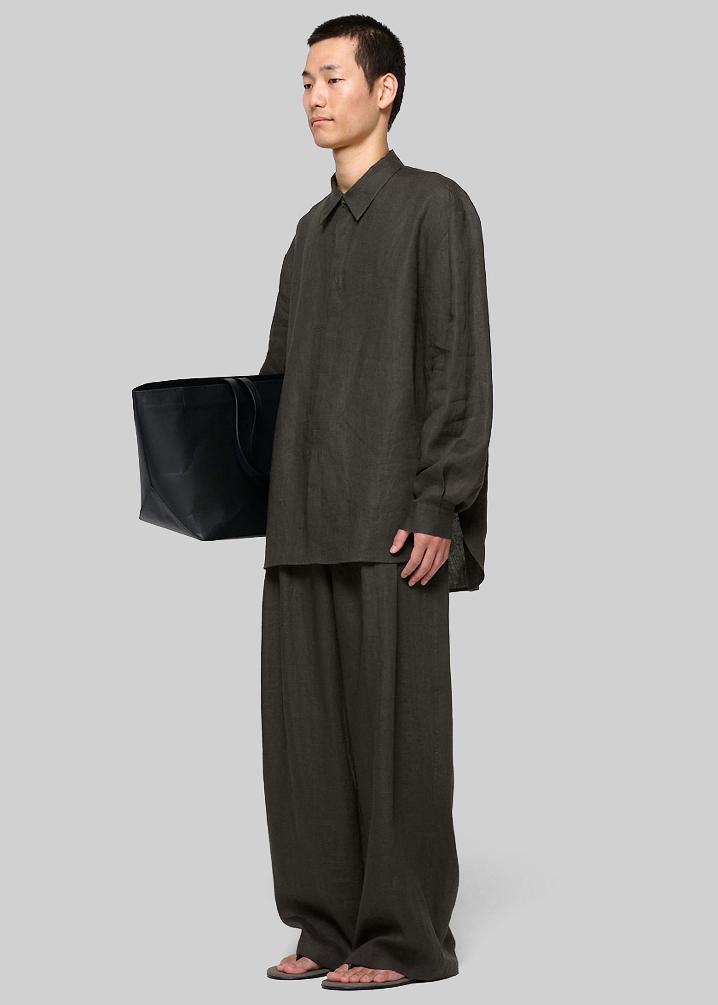 Amomento Linen Oversized Shirt - Khaki Grey - 3 - [gender-male]