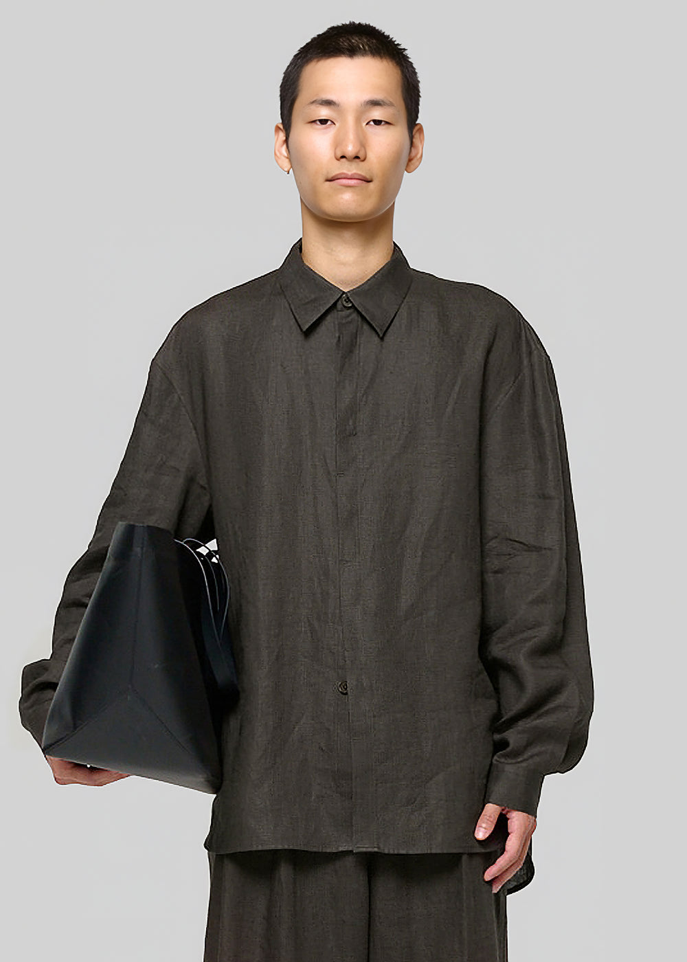 Amomento Linen Oversized Shirt - Khaki Grey - 1