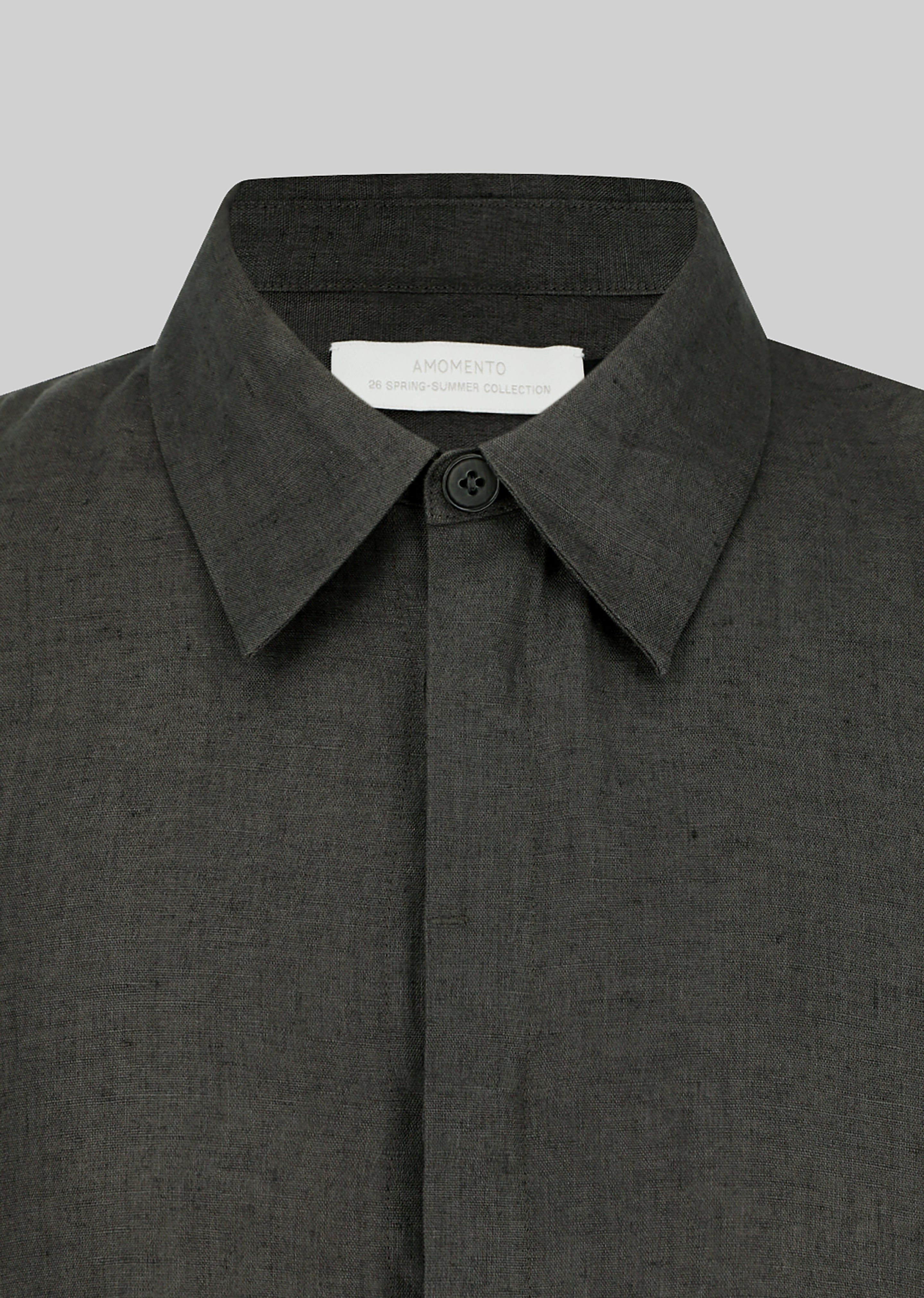 Amomento Linen Oversized Shirt - Khaki Grey - 7