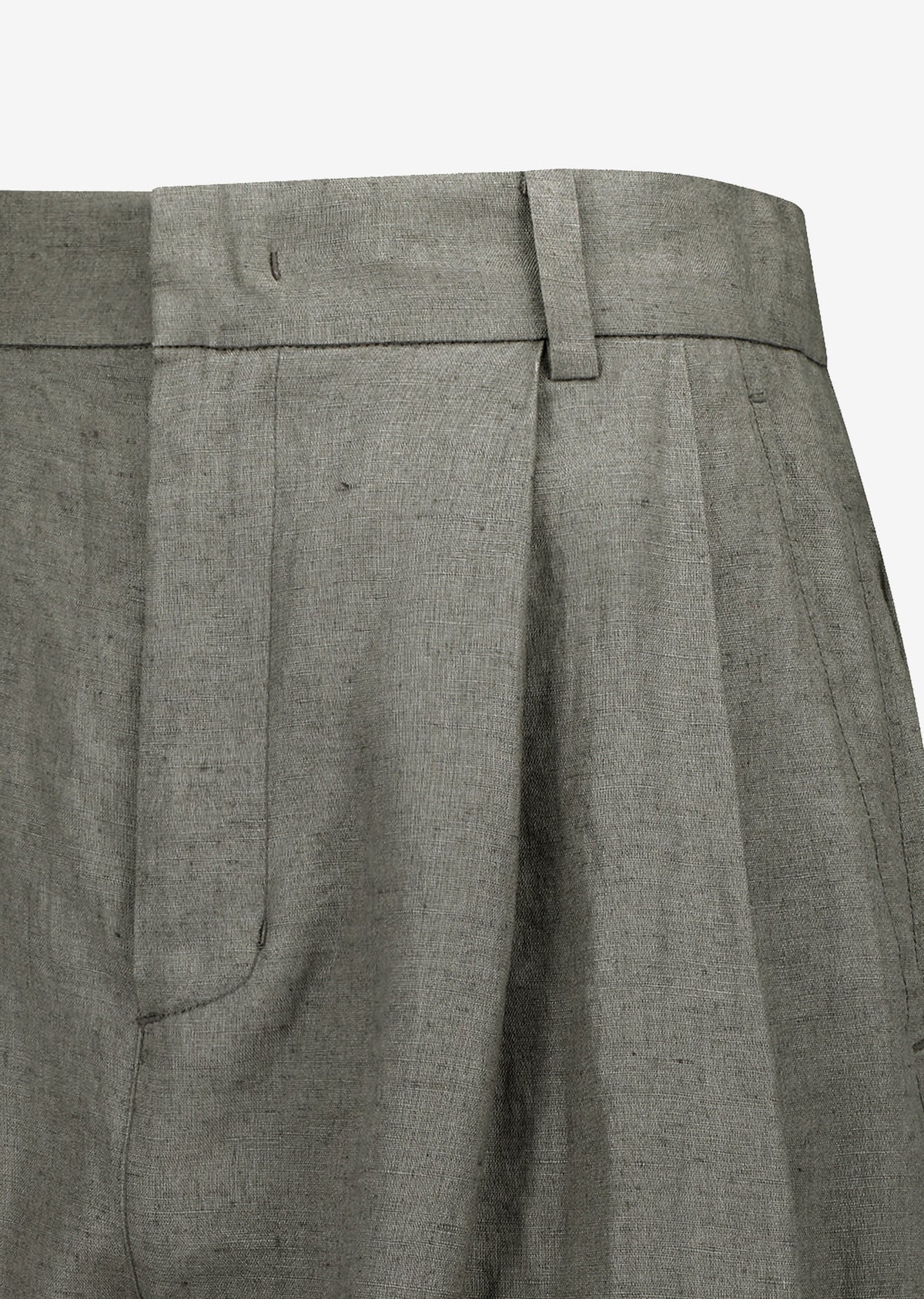 Amomento Linen Two Tuck Wide Pants - Khaki - 5
