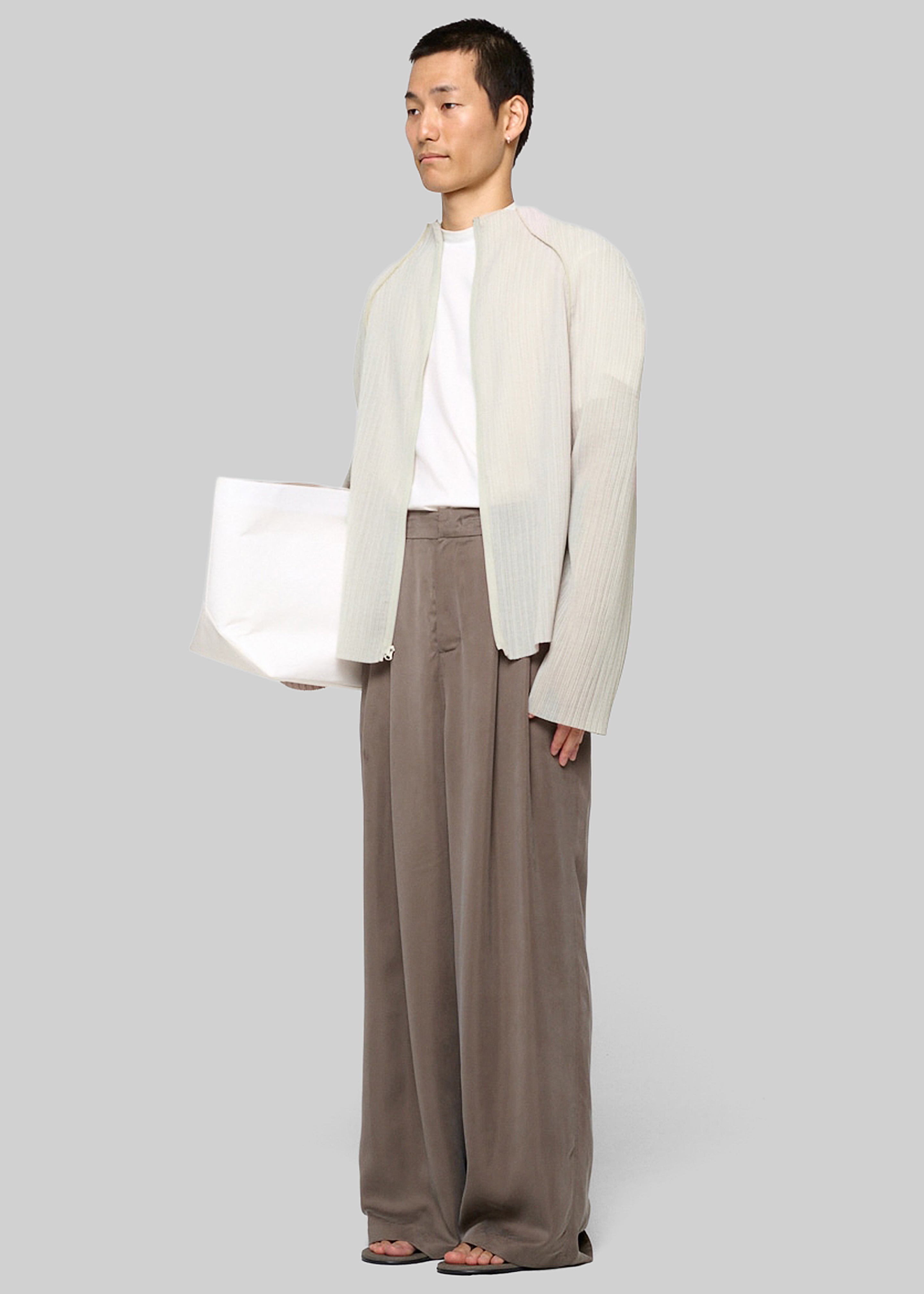 Amomento Pleats Zip Up Jumper - Beige - 2