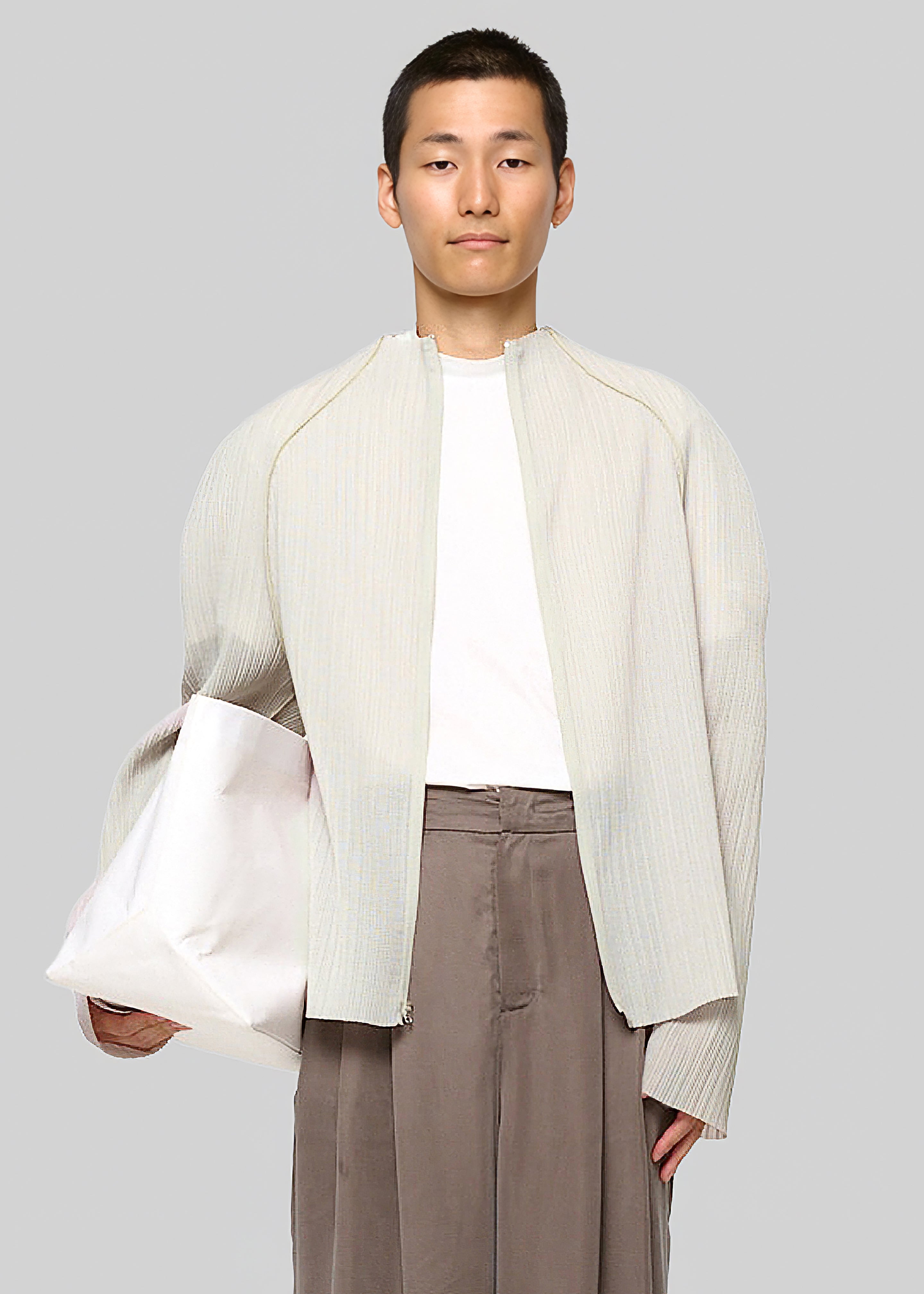 Amomento Pleats Zip Up Jumper - Beige – The Frankie Shop