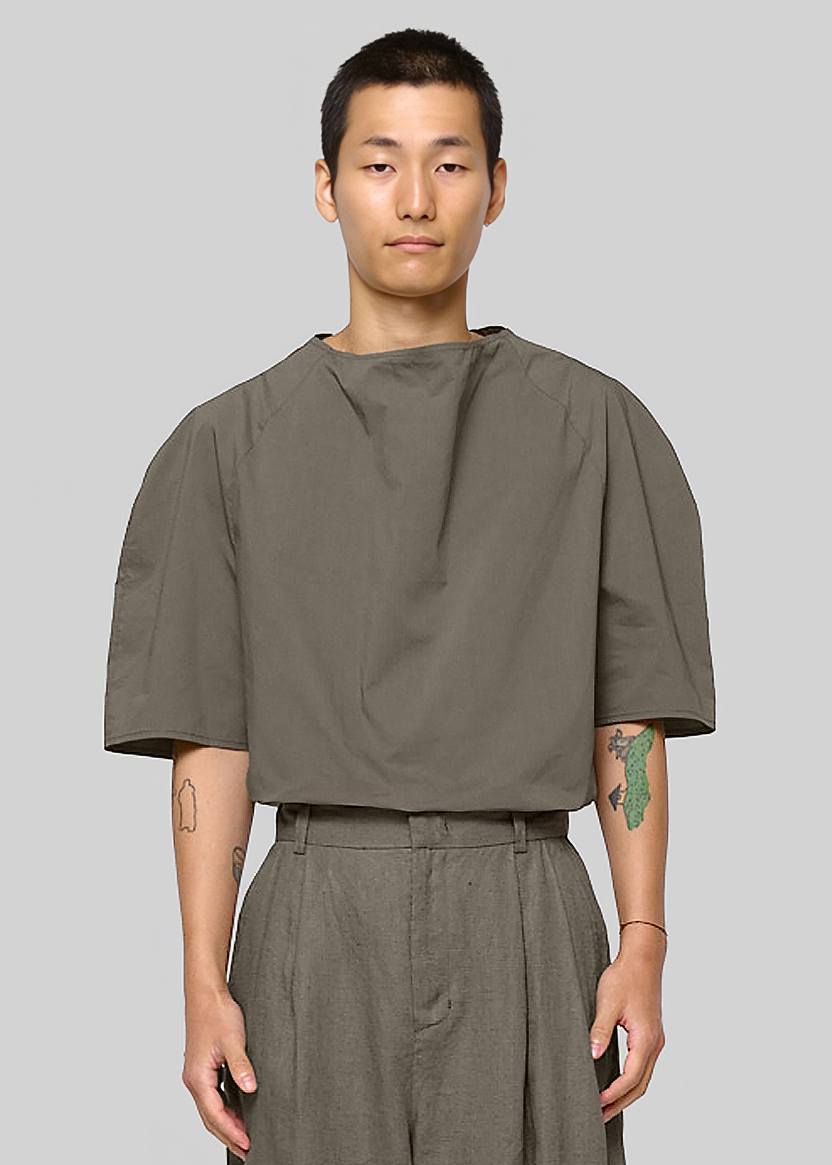 Amomento Raglan Cowl Neck Top - Khaki - 1