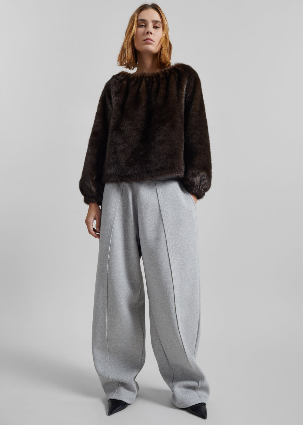 Amomento Shearing Off Shoulder Top - Dark Brown - 1