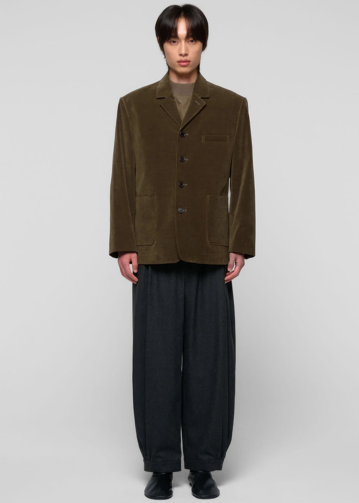 Amomento Velvet Oversized Jacket - Khaki