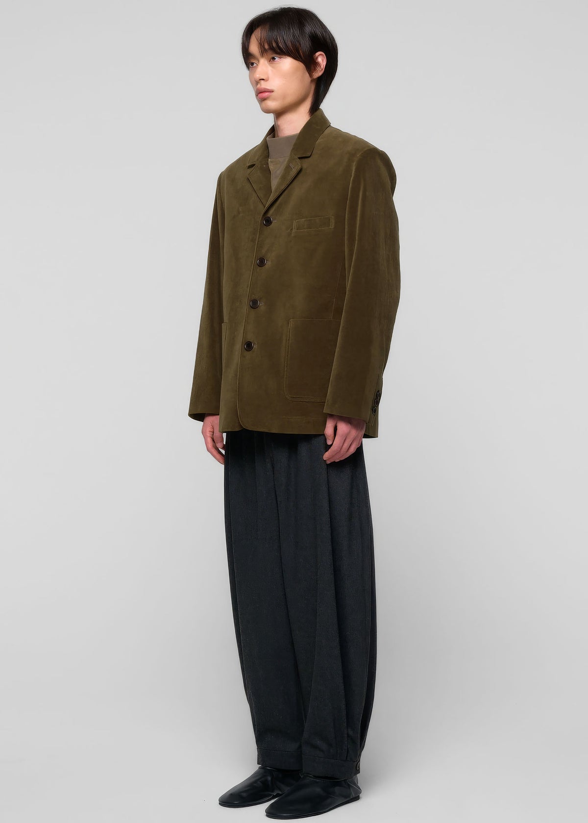 Amomento Velvet Oversized Jacket - Khaki