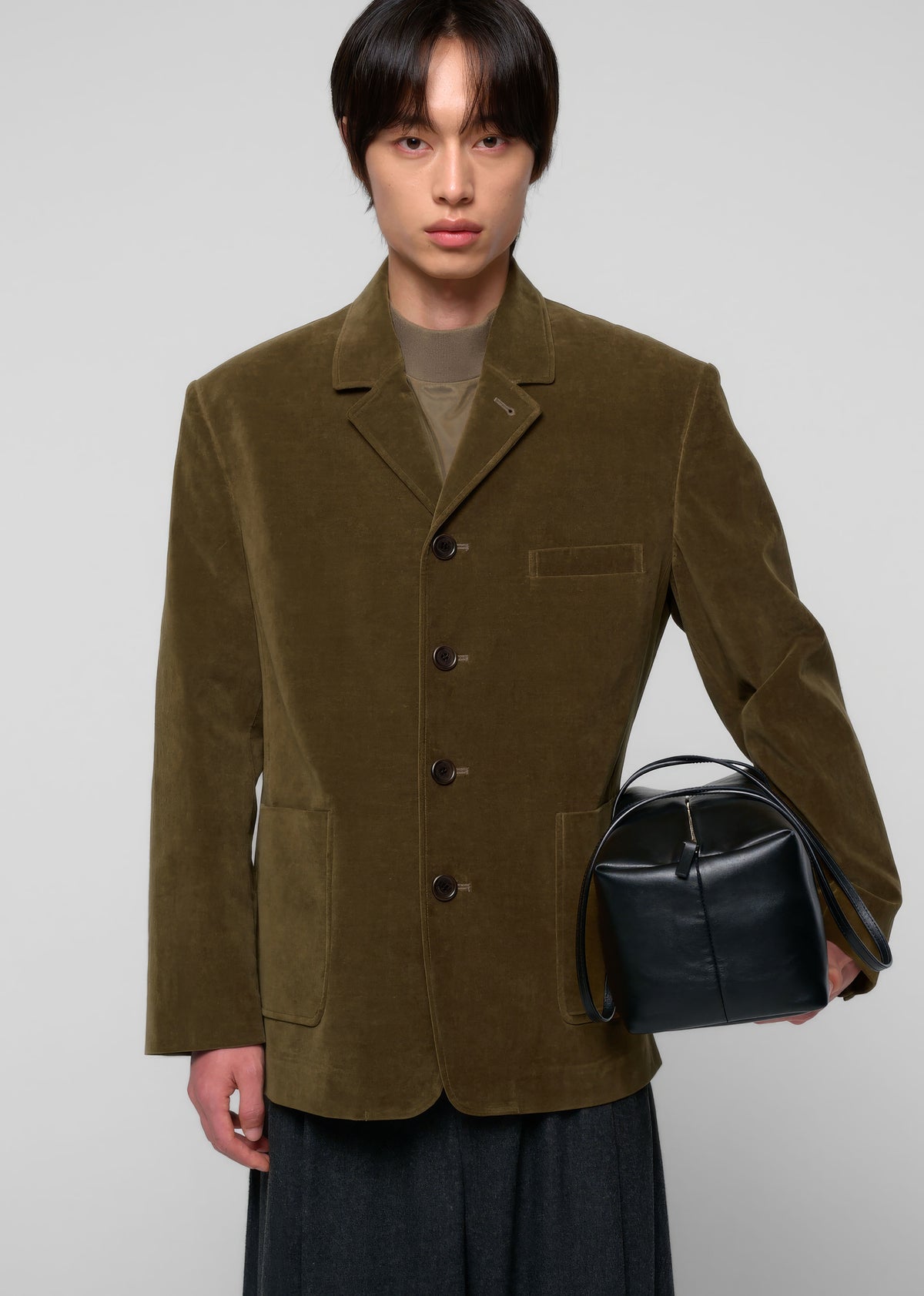 Amomento Velvet Oversized Jacket - Khaki