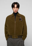 Amomento Velvet Zip Up Jumper - Khaki