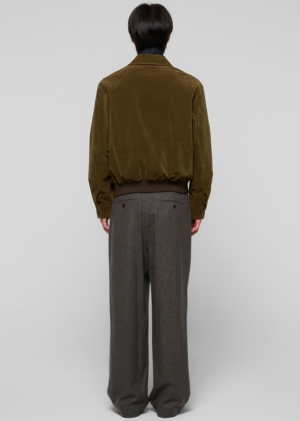 Amomento Velvet Zip Up Jumper - Khaki
