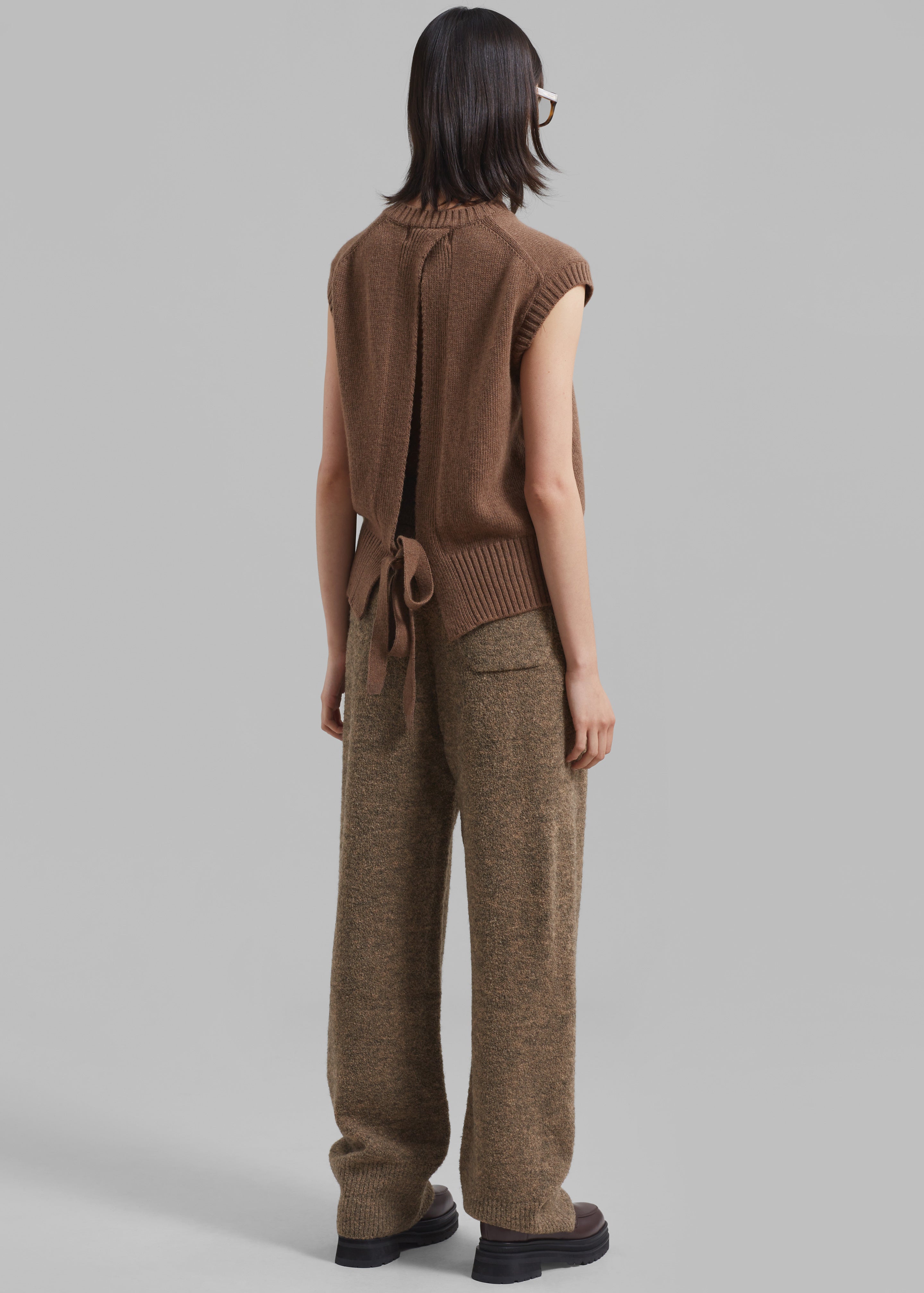 Amomento Wide Banding Knit Pants - Khaki Brown